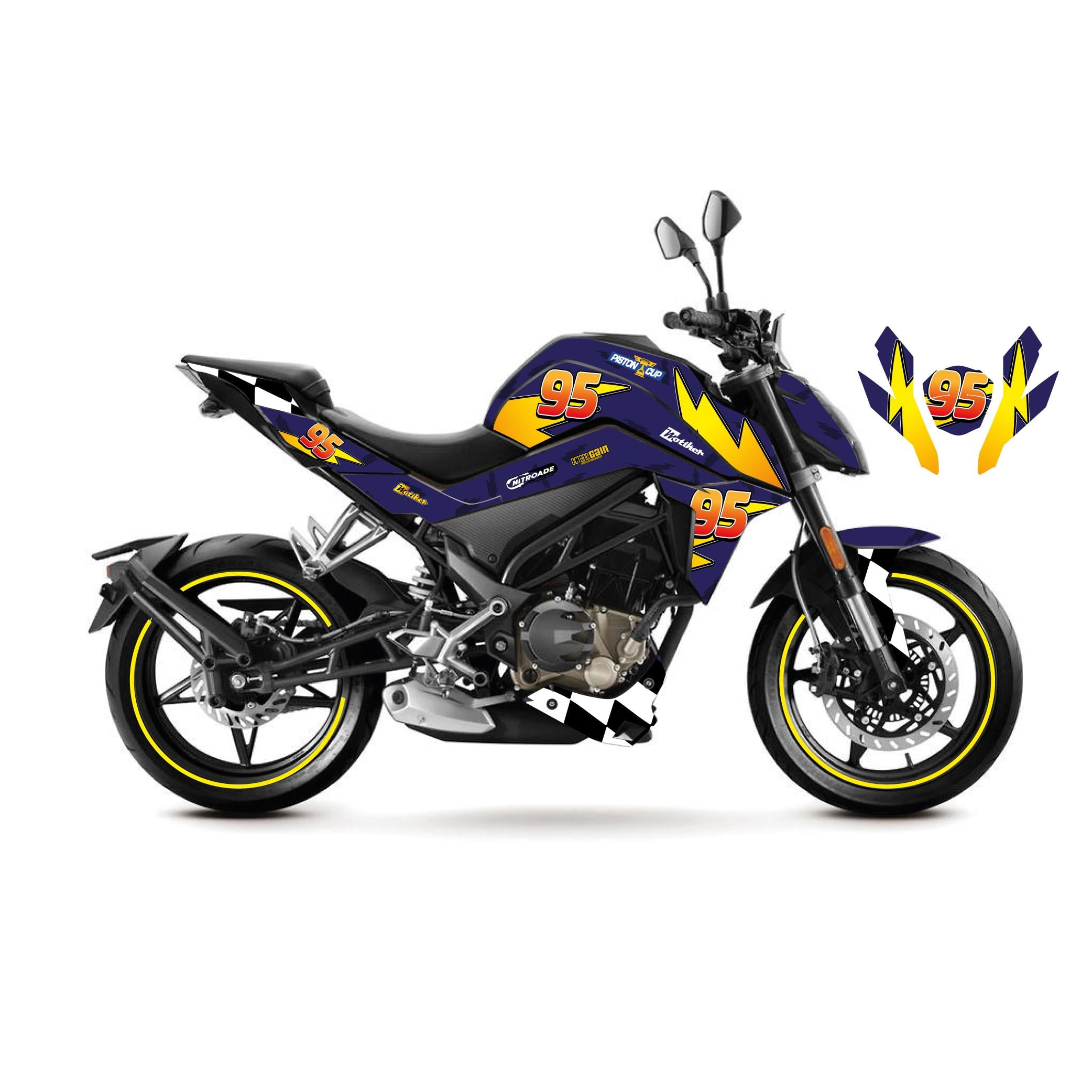 250 NKCFMOTO 250NK McQueen Lacivert Sticker Parçalı Motosiklet Kaplama Etiket Modeli
