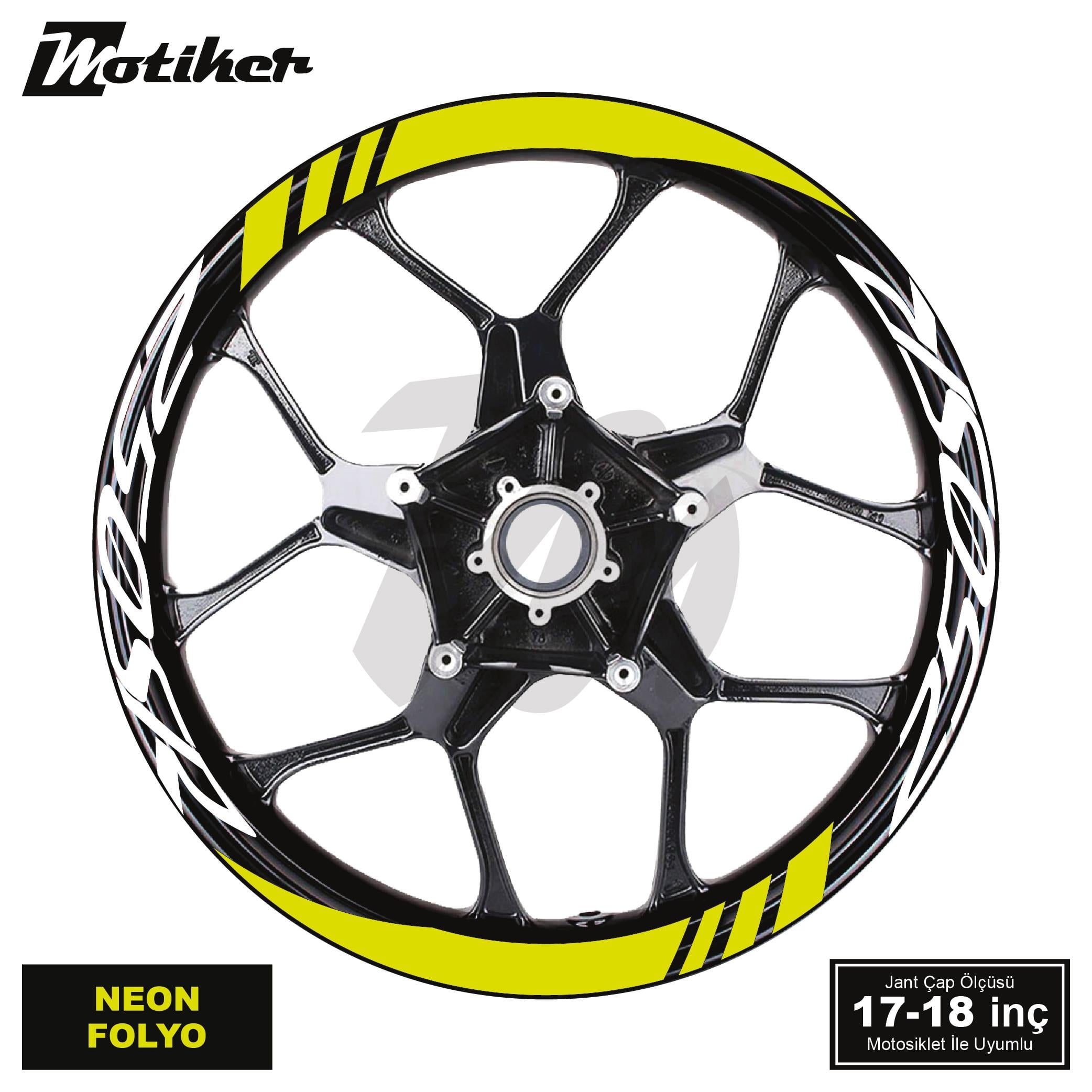 250SRCFMOTO 250SR Geniş Jant Sticker Modeli 16'lı Neon Sarı Beyaz