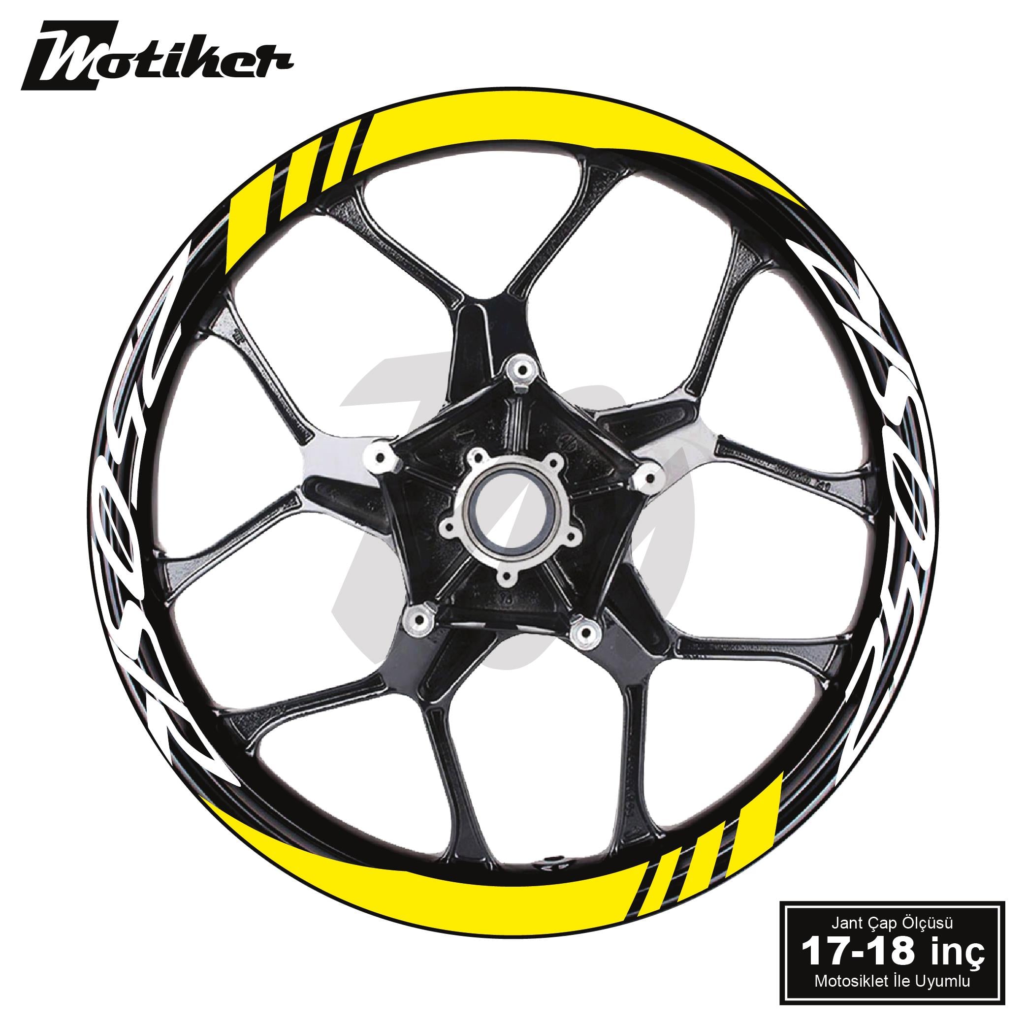 250SRCFMOTO 250SR Geniş Jant Sticker Modeli 16'lı Sarı Beyaz