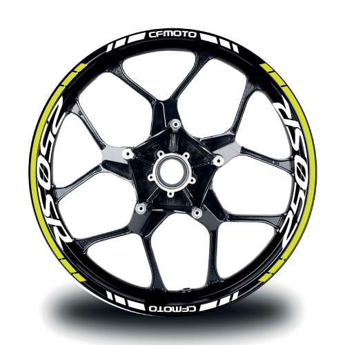 CFMOTO 250SR Jant Sticker İç & Dış Takım Etiket Modeli Neon Sarı - Beyaz