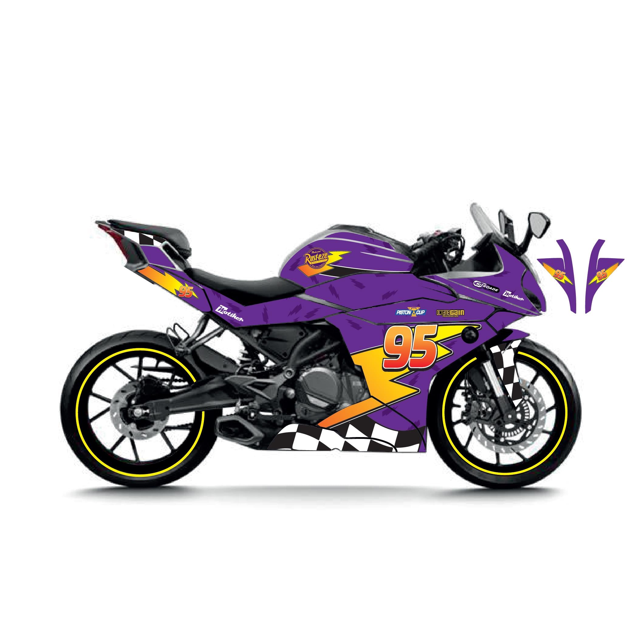 250SRCFMOTO 250SR McQueen Mor Sticker Parçalı Motosiklet Kaplama Etiket Modeli