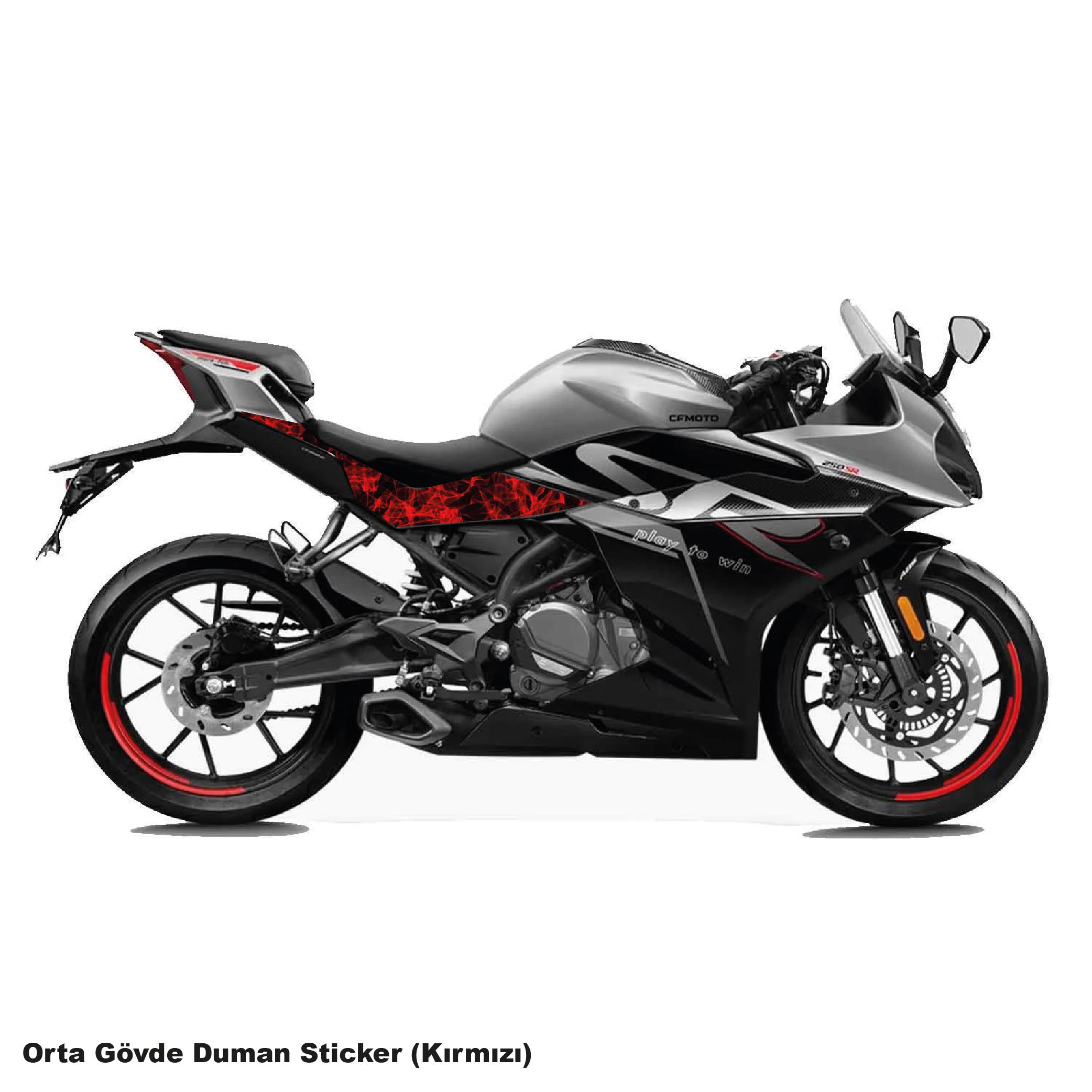 250SRCFMOTO 250SR ORTA ŞASE KIRMIZI DUMAN PARÇALI KAPLAMA STICKER ETİKET MODELİ