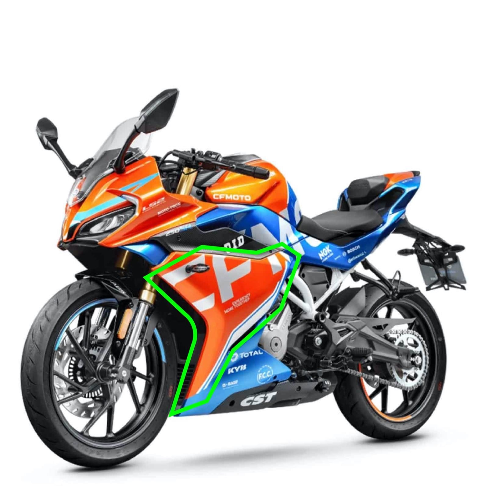 250SRCFMOTO 250SR Sol Grenaj Sticker Orijinal Tasarım Motosiklet Sticker Etiket Modeli