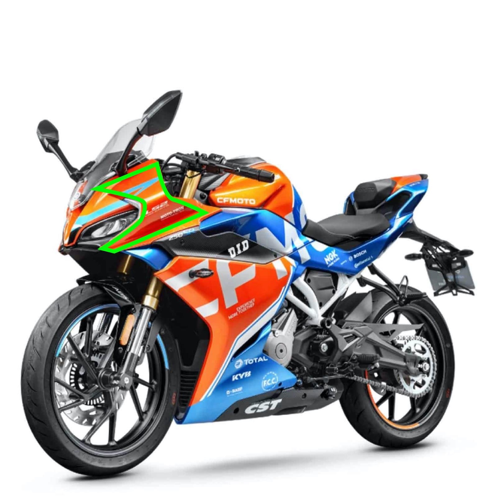 250SRCFMOTO 250SR Sol Ön Kafa Yanı Sticker Orijinal Tasarım Motosiklet Sticker Etiket Modeli