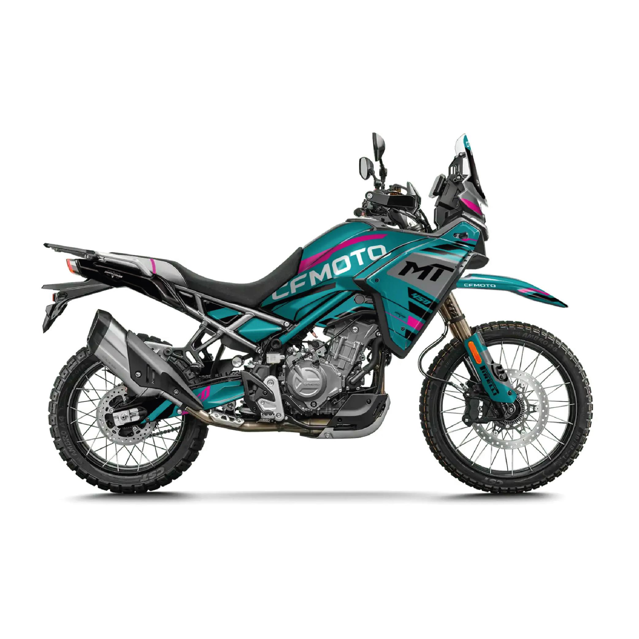 450 MTCFMOTO 450MT Elegance Tasarım Motosiklet Kaplama Sticker Etiket Modeli Turkuaz Siyah Pembe