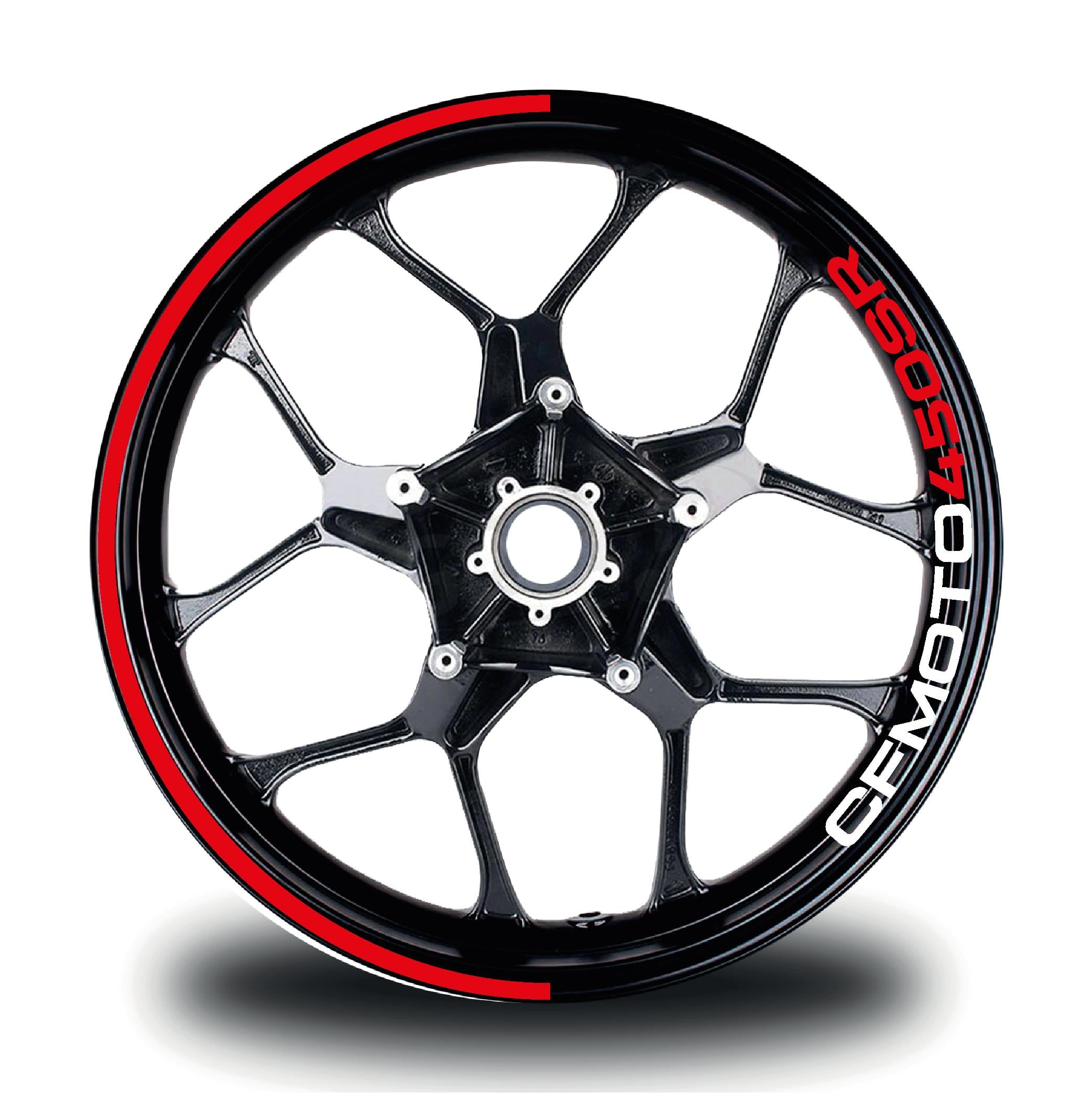 CFMOTO 450SR Jant Sticker İç Yazılı Yarım Dış Daire Şerit Etiket Modeli Kırmızı