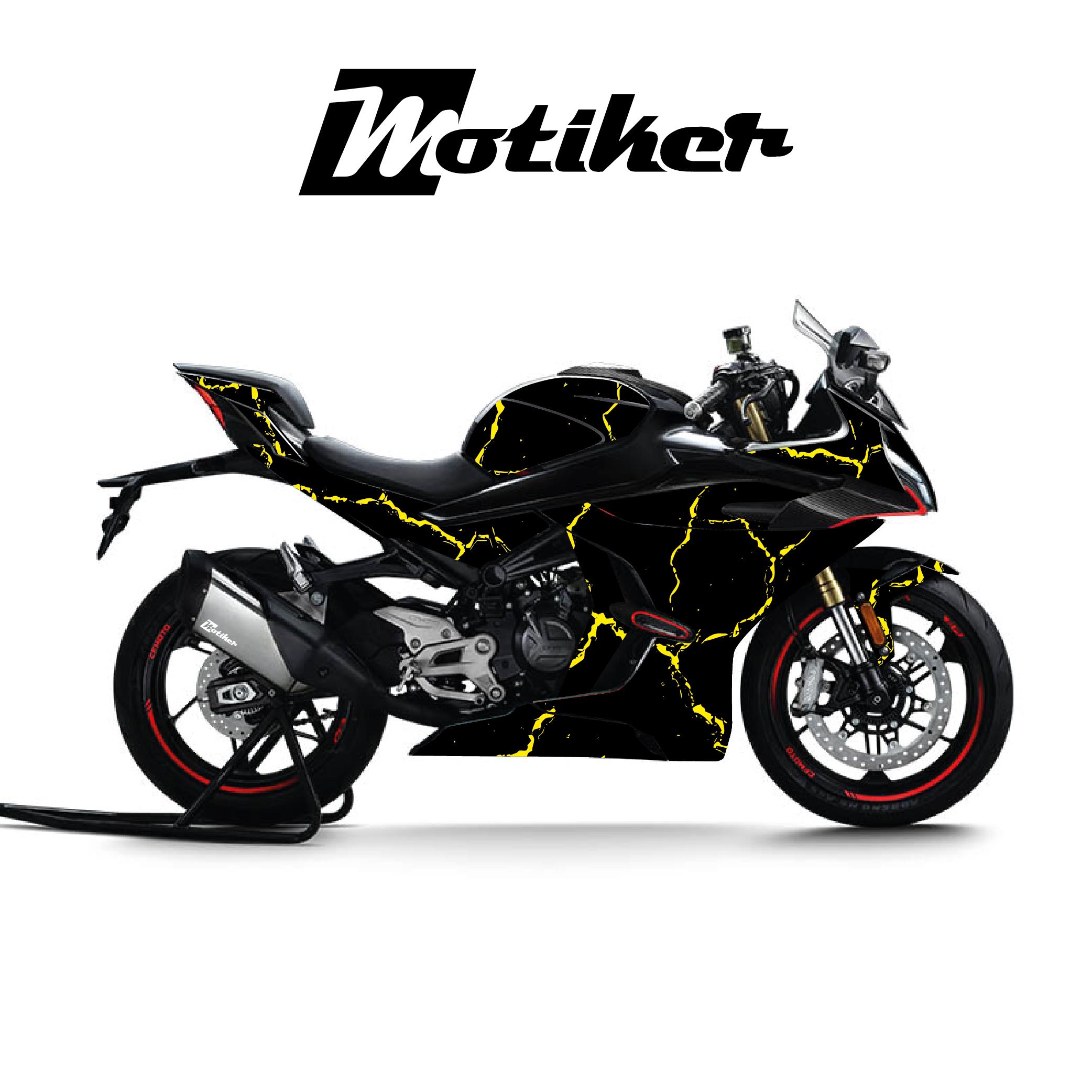 450SRCFMOTO 450SR Kaplama Motosiklet Sticker Etiket Modeli Şimşek Desen Sarı