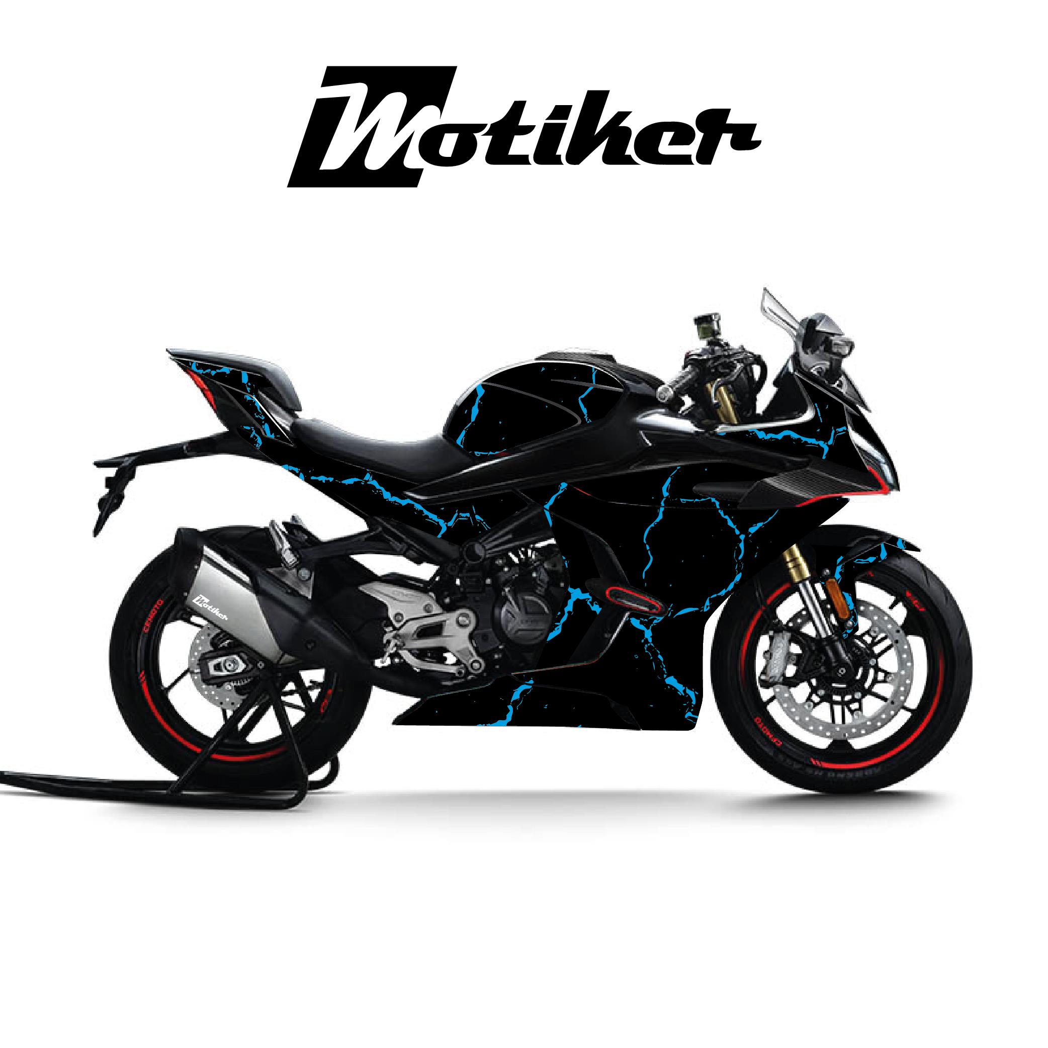 450SRCFMOTO 450SR Kaplama Motosiklet Sticker Etiket Modeli Şimşek Desen Turkuaz