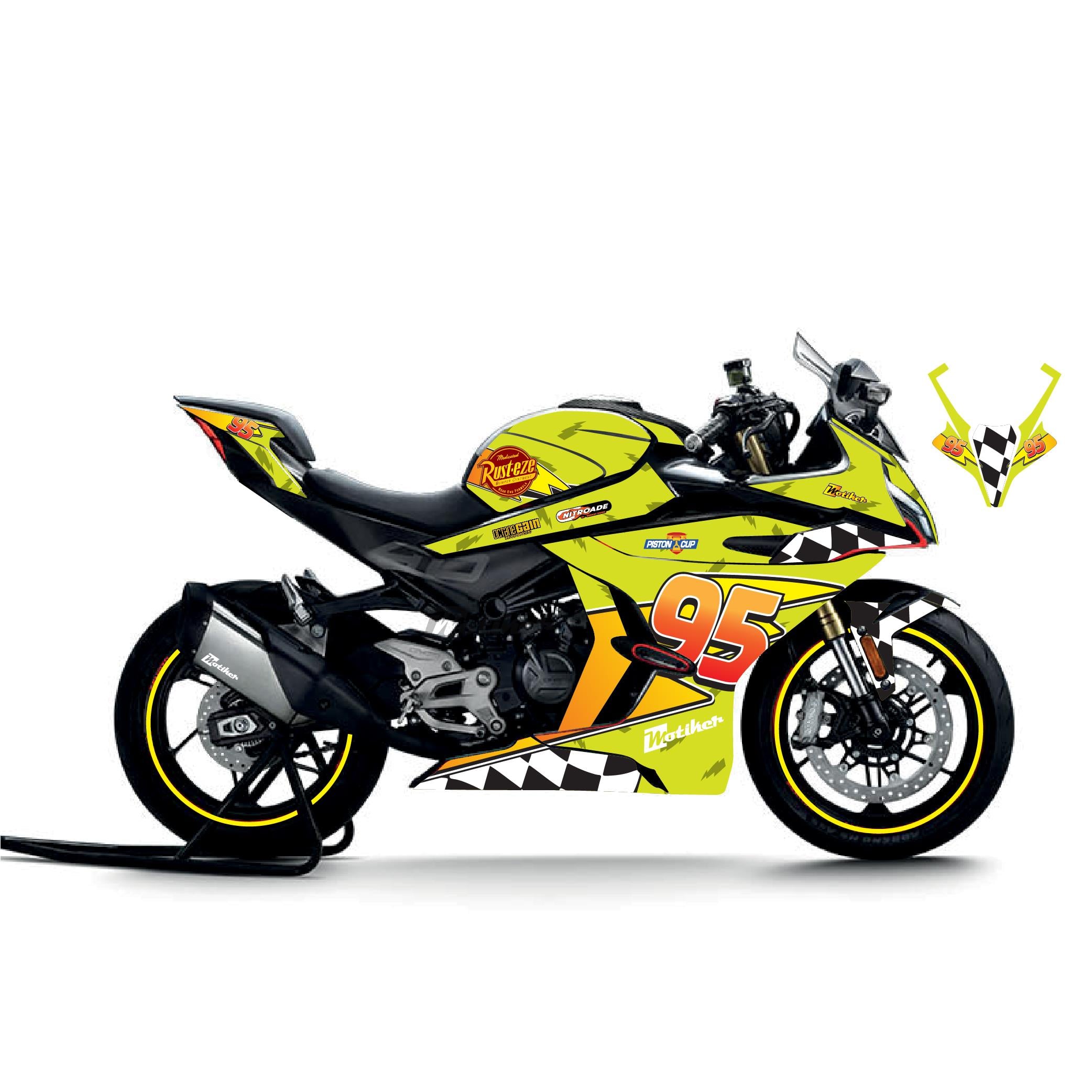 450SRCFMOTO 450SR McQueen Sarı Sticker Parçalı Motosiklet Kaplama Etiket Modeli