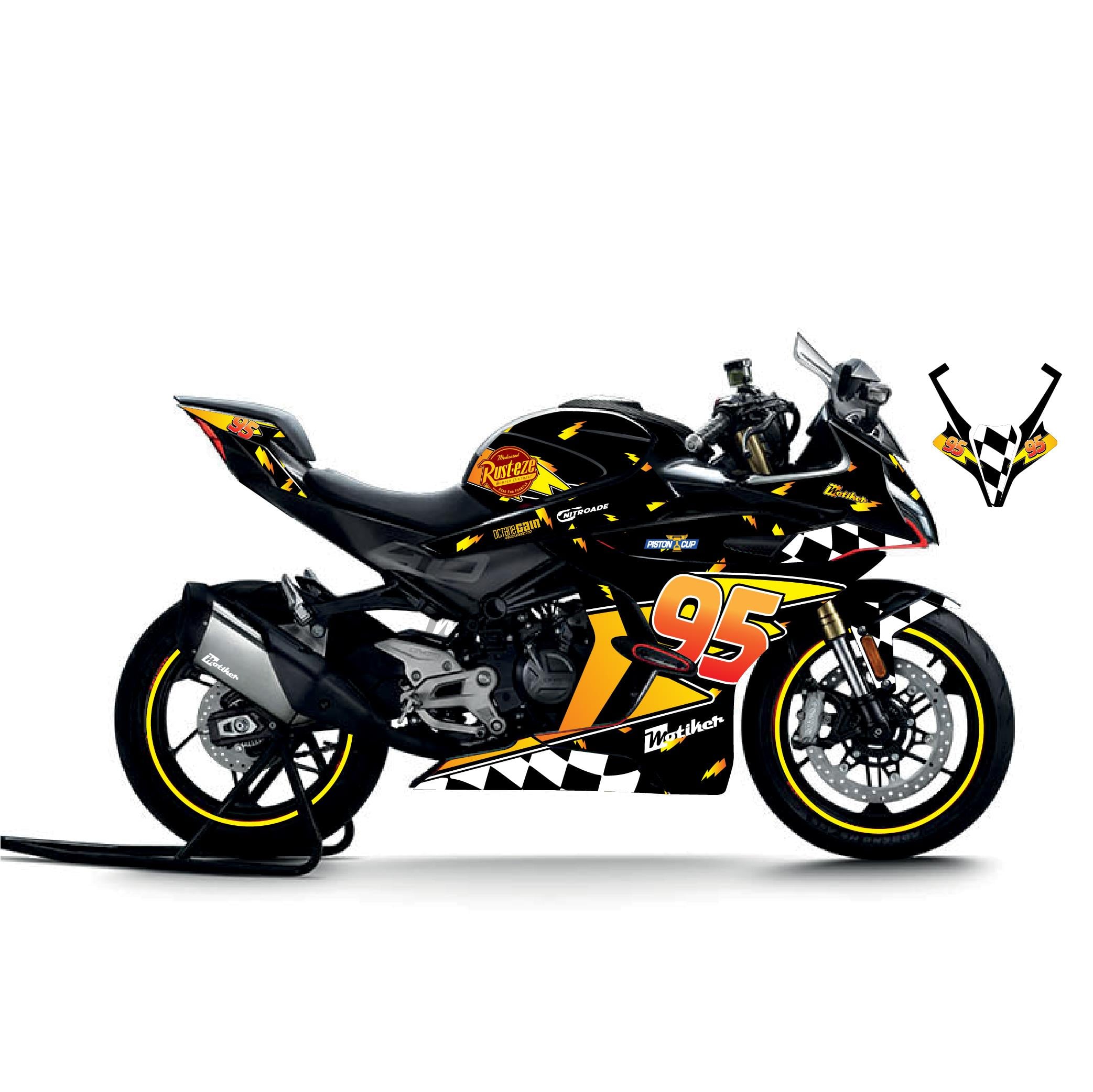 450SRCFMOTO 450SR McQueen Siyah Sticker Parçalı Motosiklet Kaplama Etiket Modeli