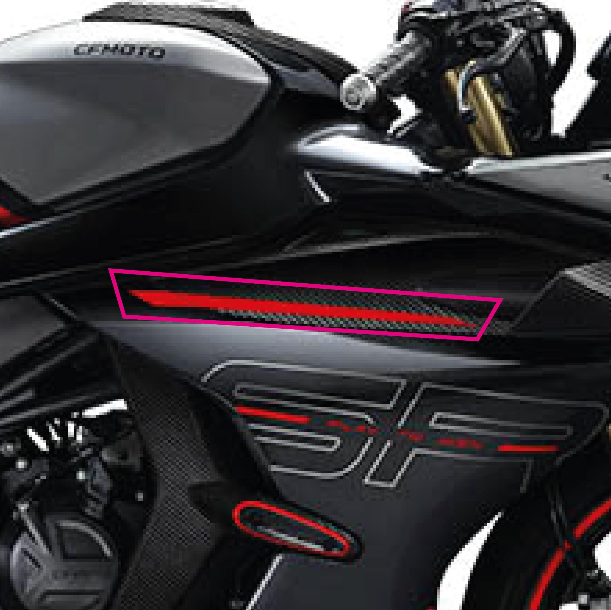 450SRCFMOTO 450SR Orijinal Sticker Tasarım Etiket Modeli Grenaj Üstü Şerit Kırmızı Sağ