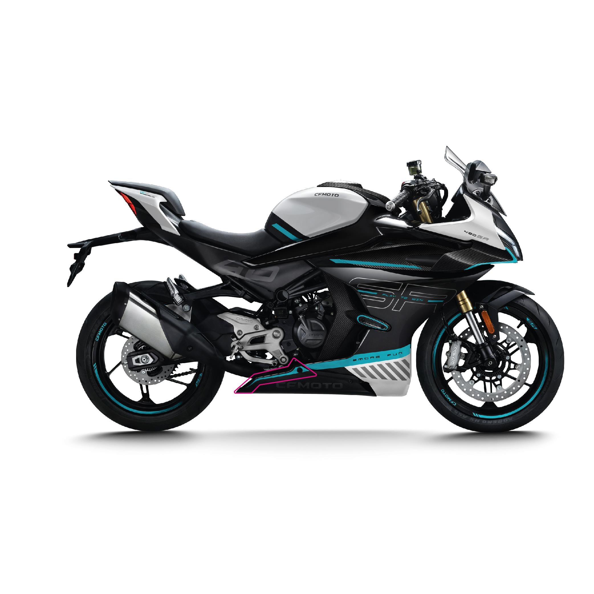 450SRCFMOTO 450SR Orijinal Sticker Tasarım Etiket Modeli Alt Sakal Turkuaz Şerit