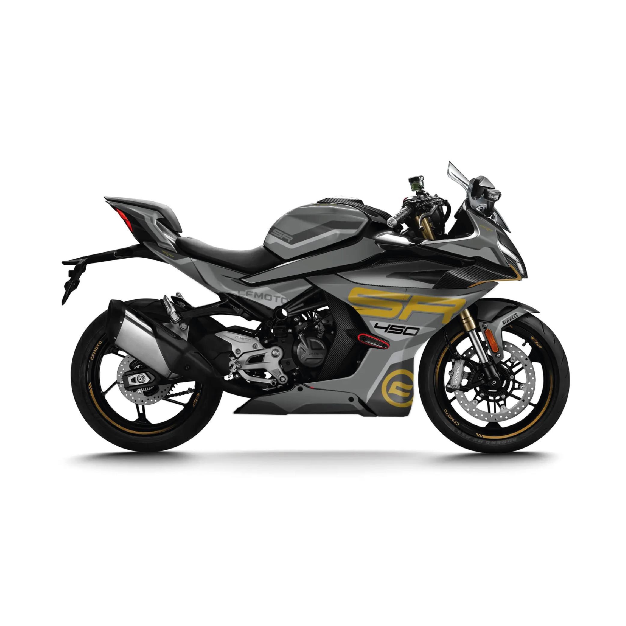 450SRCFMOTO 450SR Unique Tasarım Motosiklet Kaplama Sticker Etiket Modeli Gold Gri