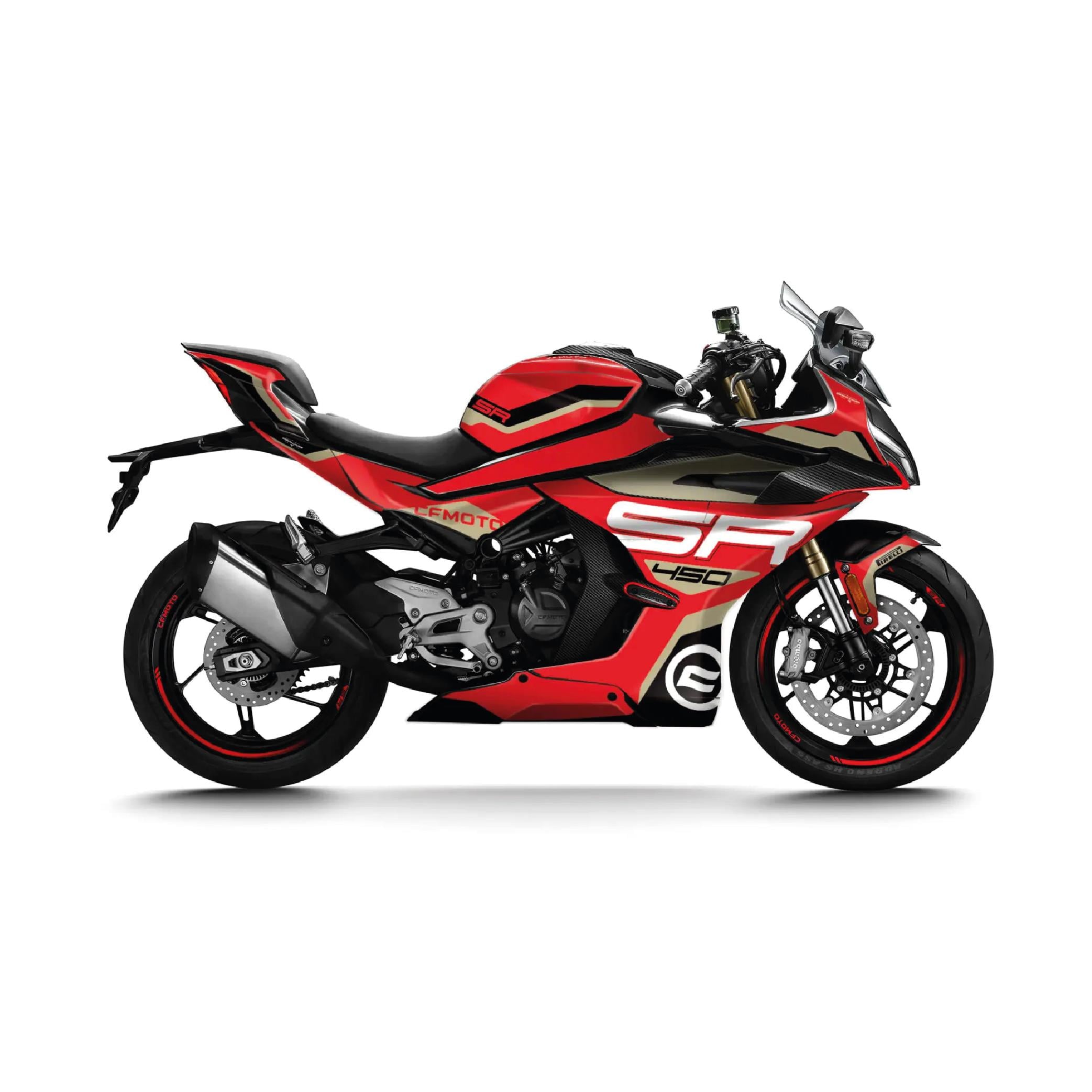 450SRCFMOTO 450SR Unique Tasarım Motosiklet Kaplama Sticker Etiket Modeli Kırmızı Gri