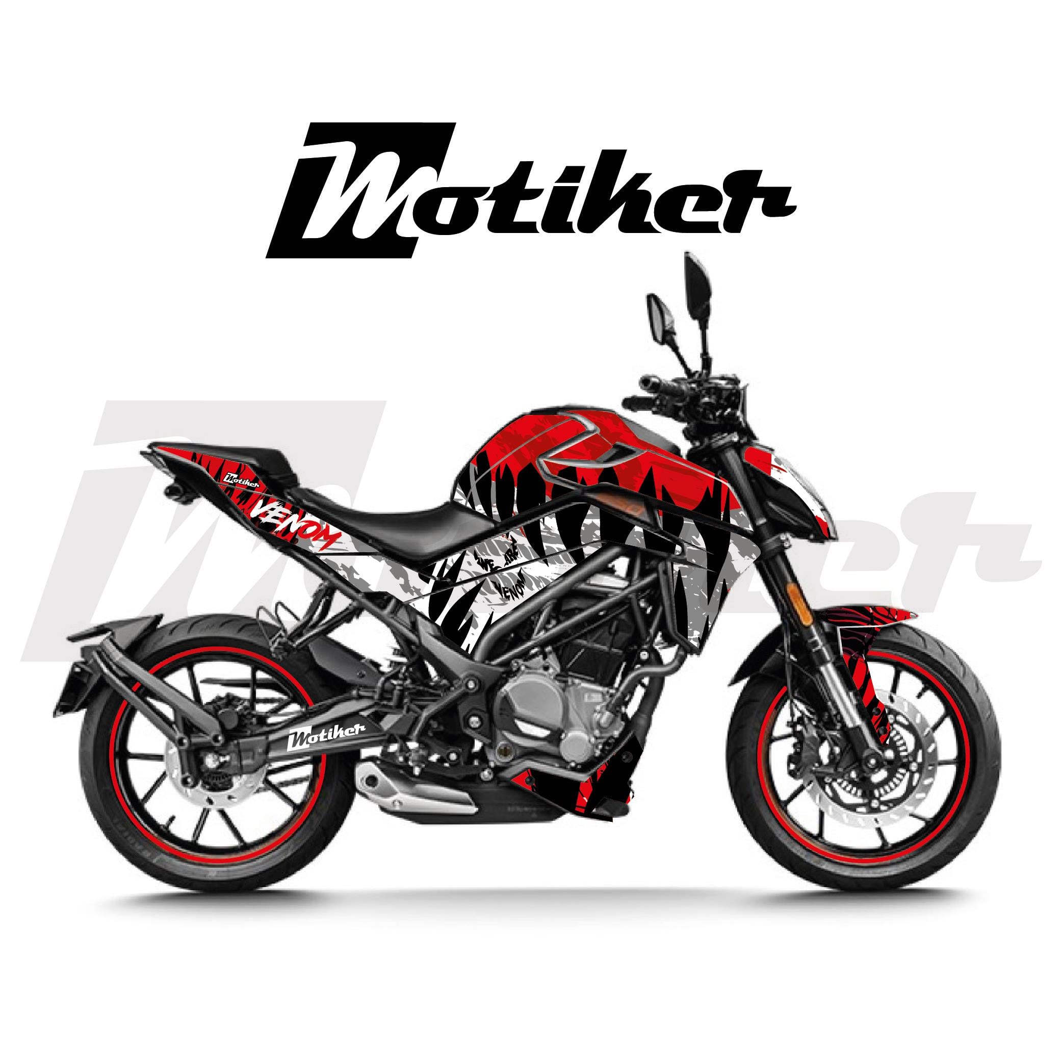 250 NKCFMOTO NK250 2024-2025 Yeni Kasa Parçalı Kaplama Sticker Etiket Modeli Kırmızı - Beyaz - Gri Renk Venom Tasarım