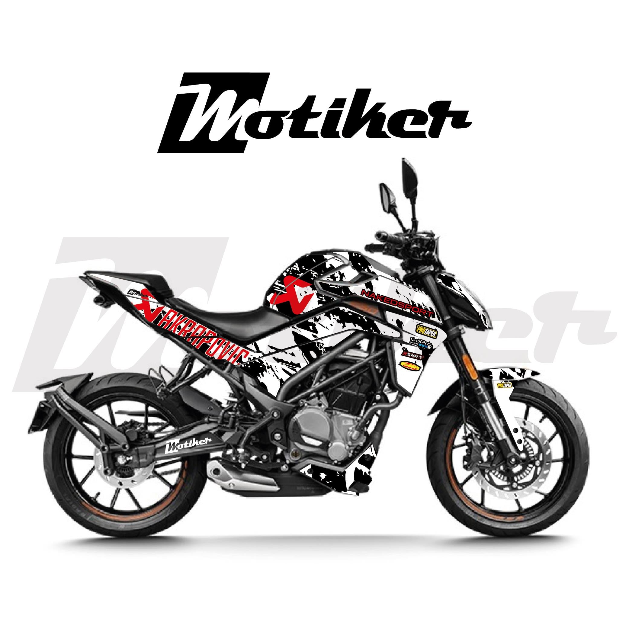 250 NKCFMOTO NK250 2024-2025 Yeni Kasa Parçalı Kaplama Sticker Etiket Modeli Siyah - Beyaz Renk Naked Sport