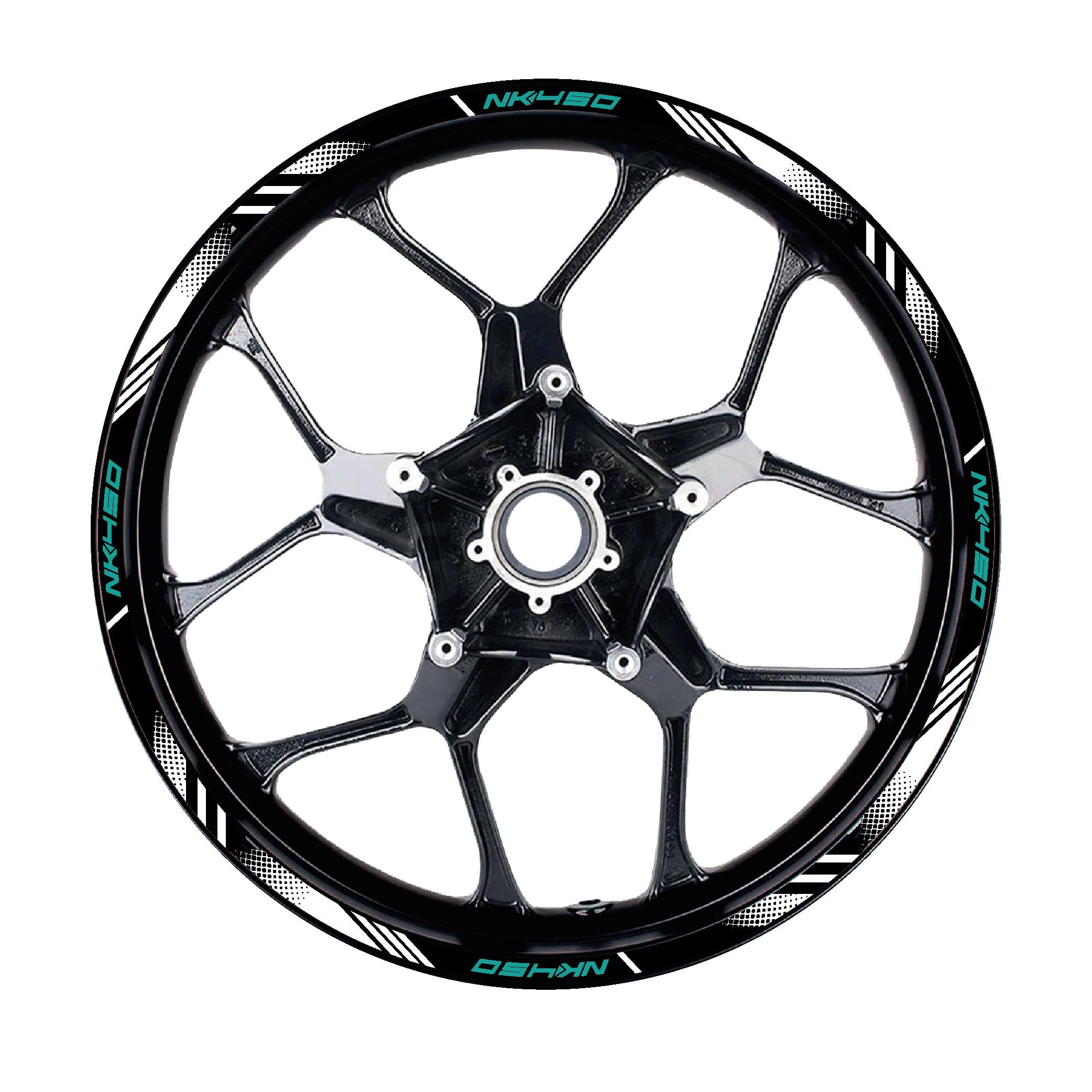 450 NKCFMOTO NK450 Sticker Jant Dışı Şerit Baskılı Turkuaz Beyaz Model