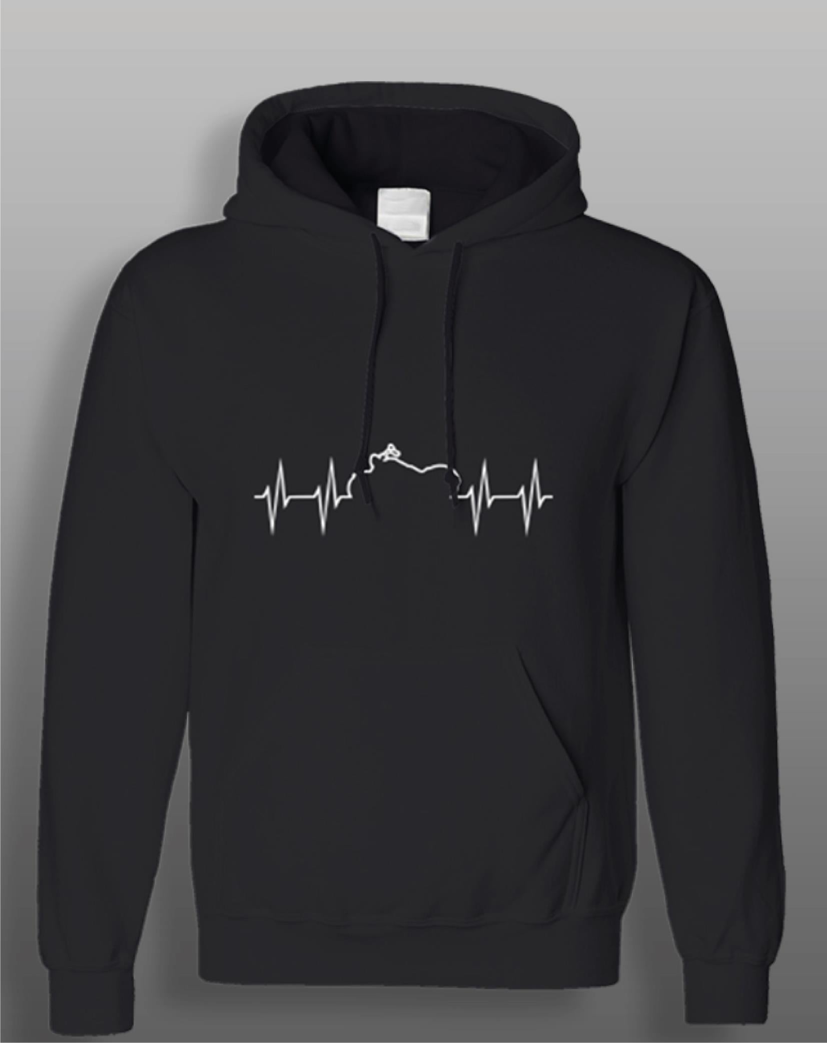 SweatshirtChopper Kalp Ritmi Motorcu Sweatshirt Modeli Siyah