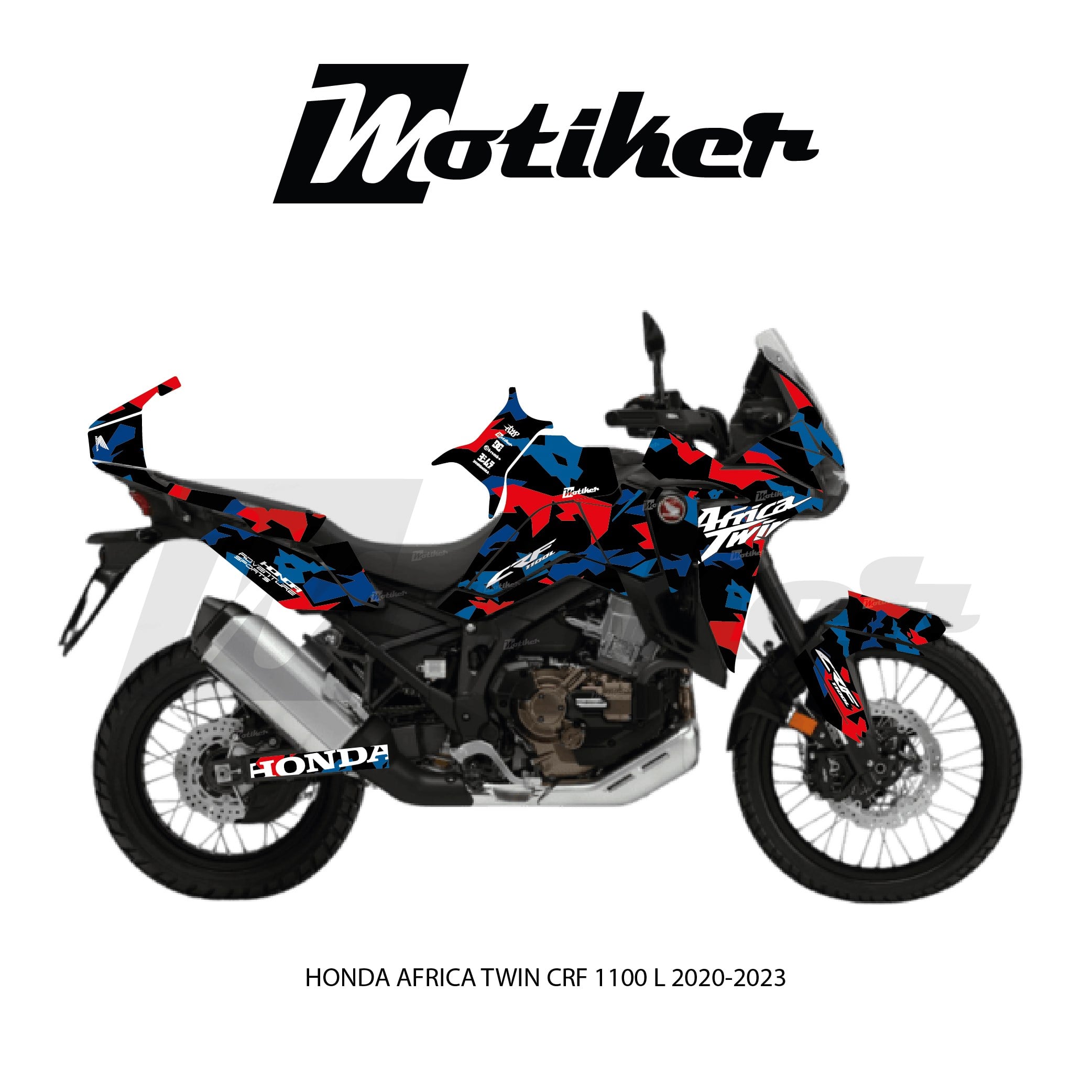 HONDA AFRICA TWIN CRF 1100 L 2020-2023 Adventure Camouflage Parçalı Kaplama Siyah Kırmızı Mavi