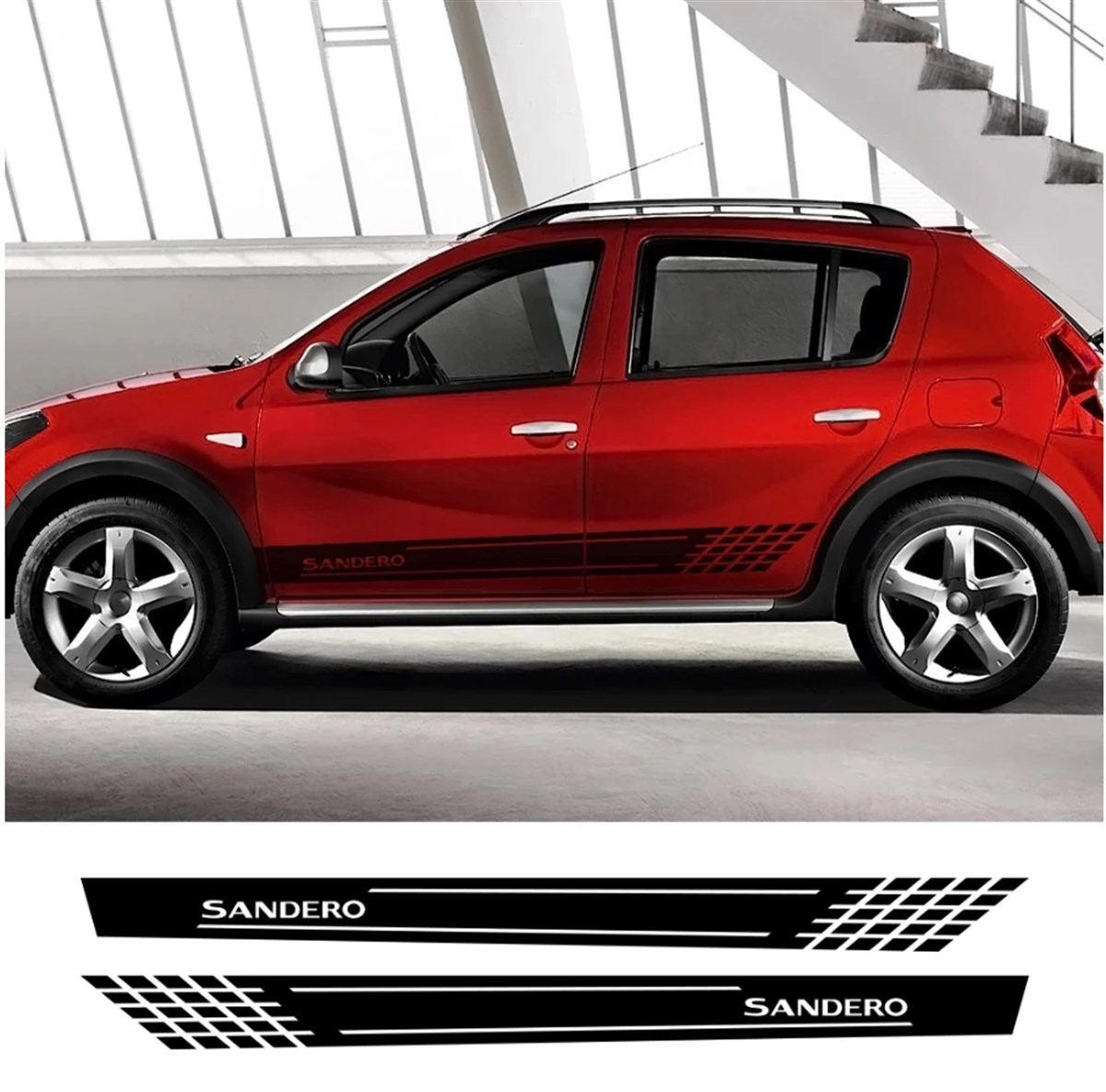 Dacia Sandero Yan Kapı Çizgi Detaylı Sticker Etiket