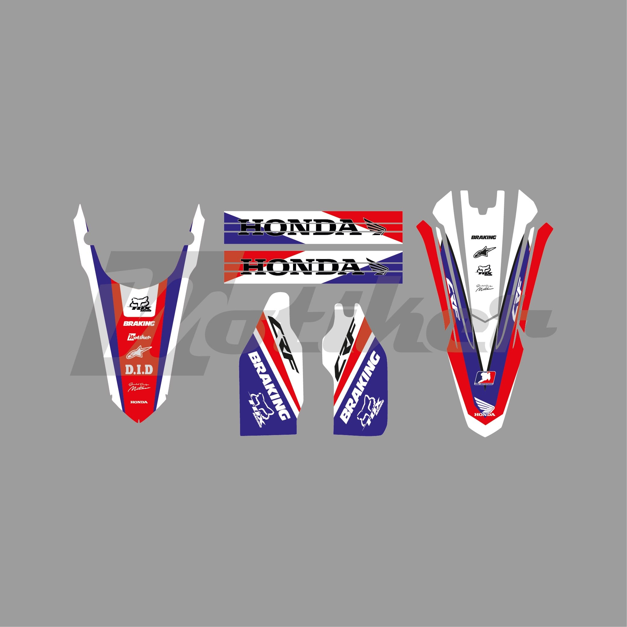 Honda CRF250L 2021-2026 Model Orjinal Tasarım Sticker Etiket Modeli - Beyaz Mavi Kırmızı