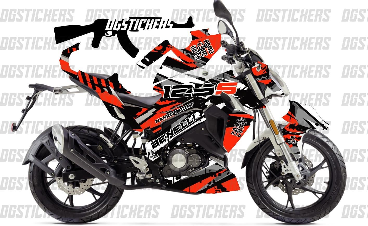 Benelli 125S Kırmızı Siyah Sport Design Tasarım Sticker Etiket Modeli