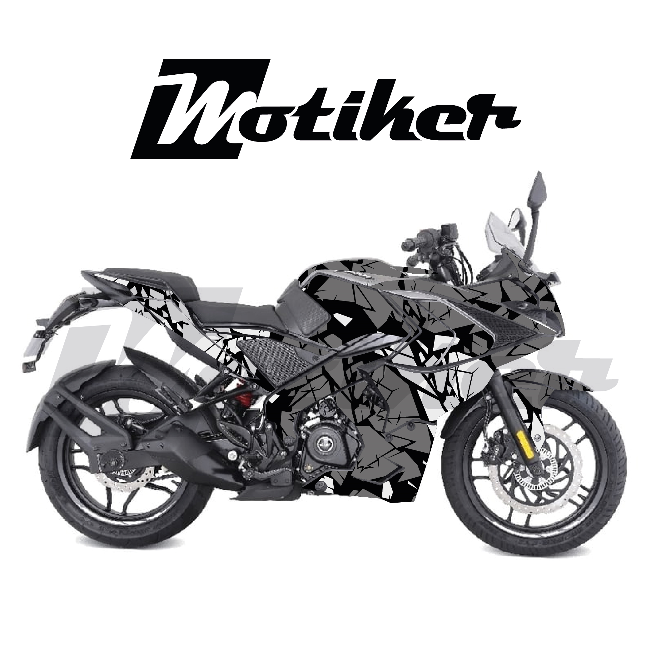Bajaj Pulsar RS200 DİVİDED Beyaz Gri  Tasarımı Sticker Etiket Modeli