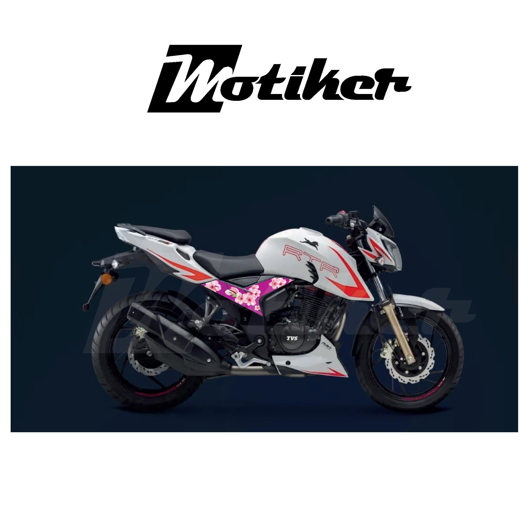 TVS RTR 200 Orta Şase Sakura Çiçeği Pembe Zemin Tasarım Sticker Etiket Modeli