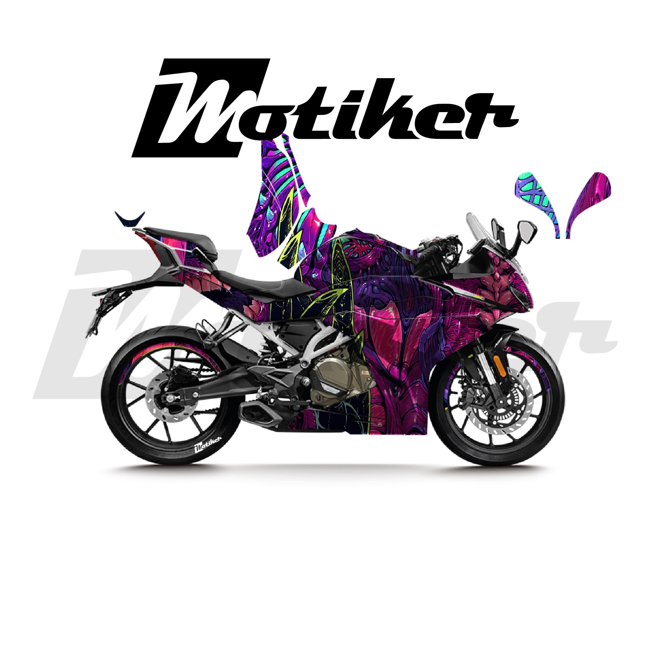CFMOTO 250SR Parçalı Kaplama Sticker Etiket Modeli Yaratık Desen 8 (MTK9369)