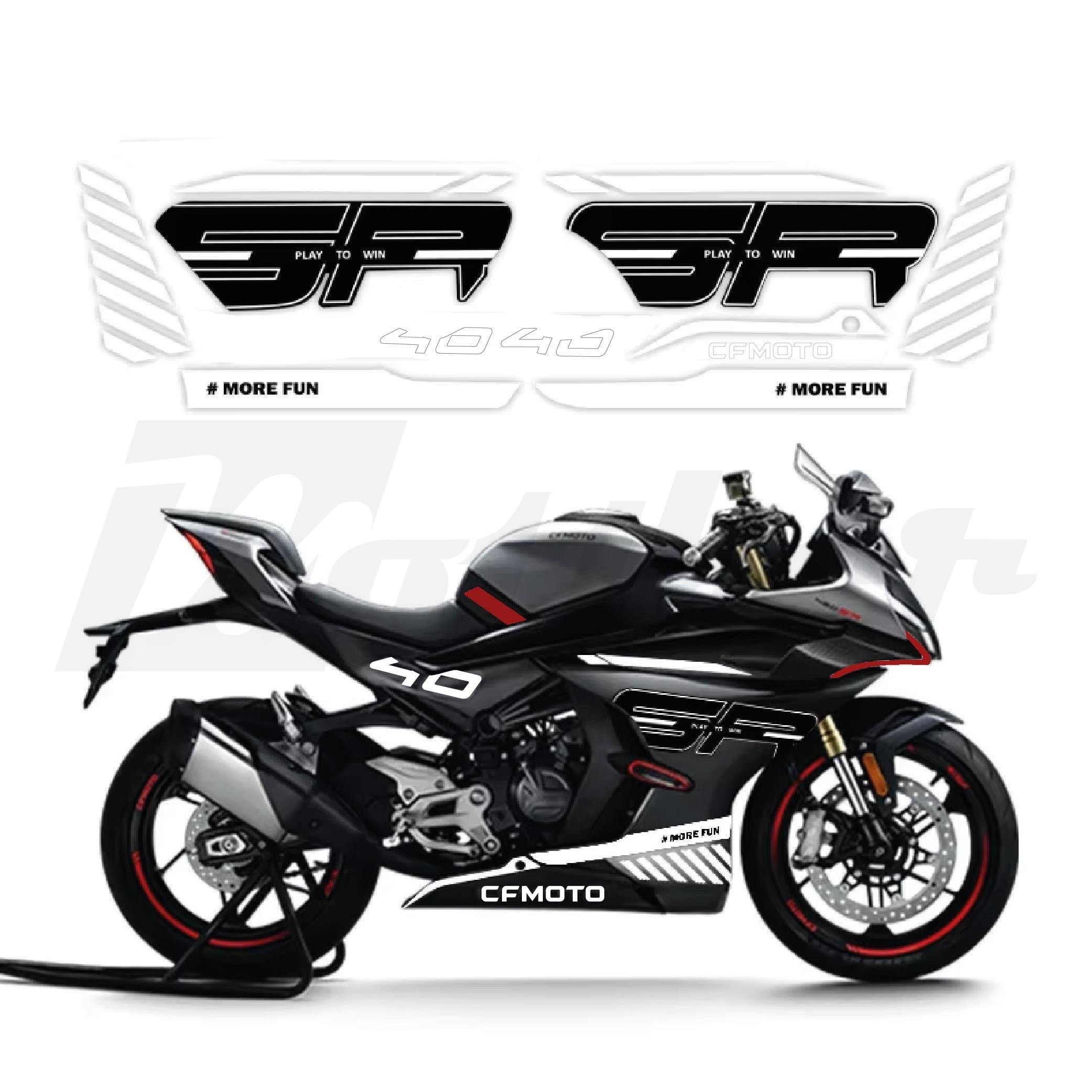 CF MOTO 450SR Beyaz Orijinal Tasarım Takım Sticker