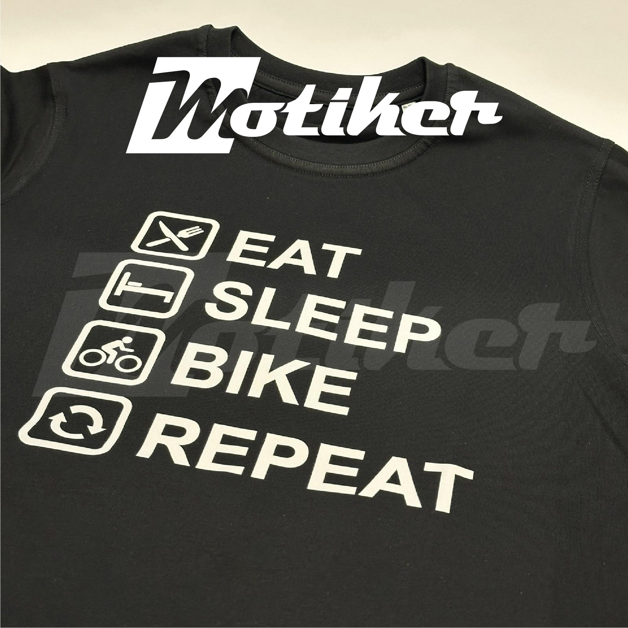 Repeat Motorcu T-Shirt Modeli Siyah