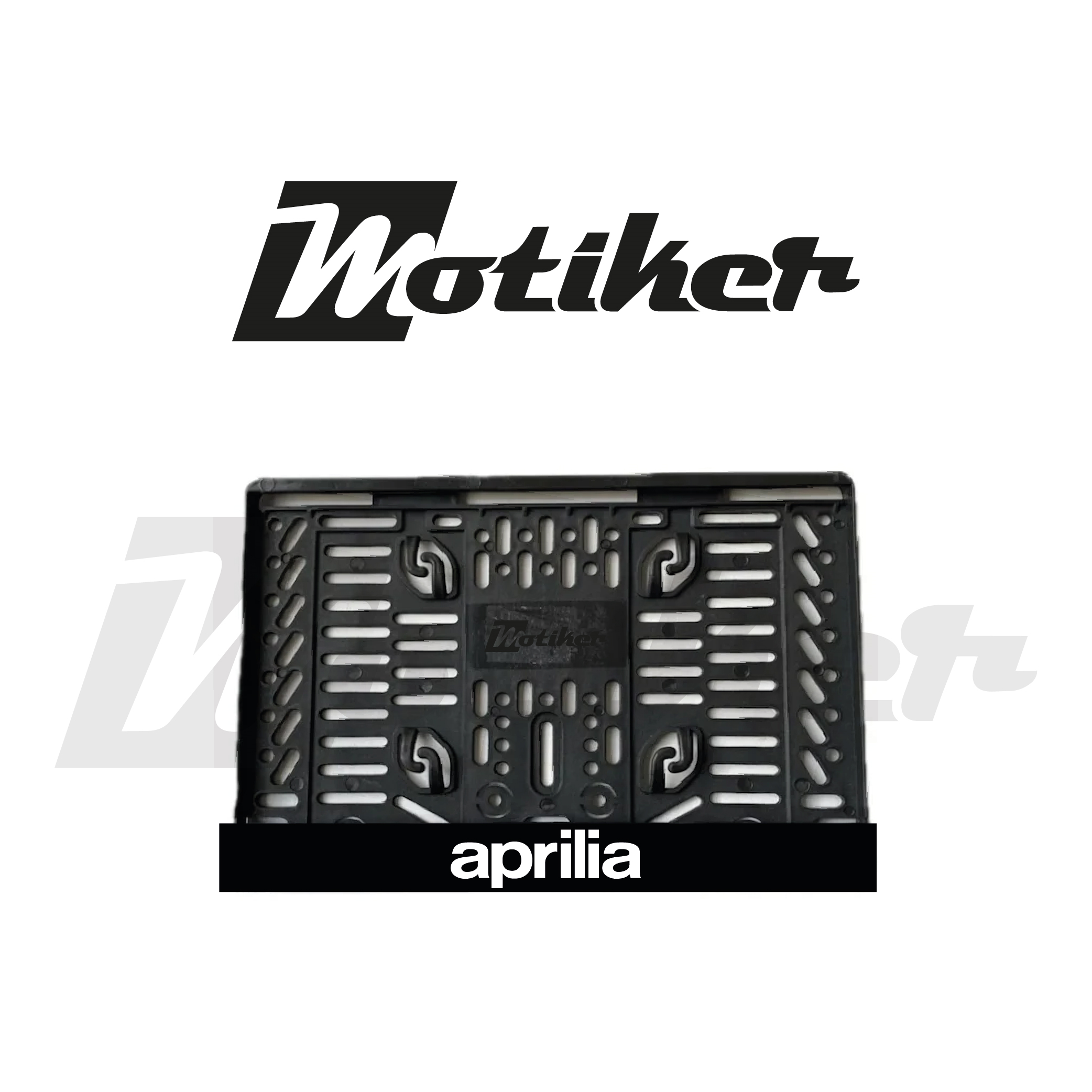 Pleksi Plakalık Siyah Üstüne Beyaz Aprilla Yazılı Tasarımlı Motosiklet Plakalık Modeli