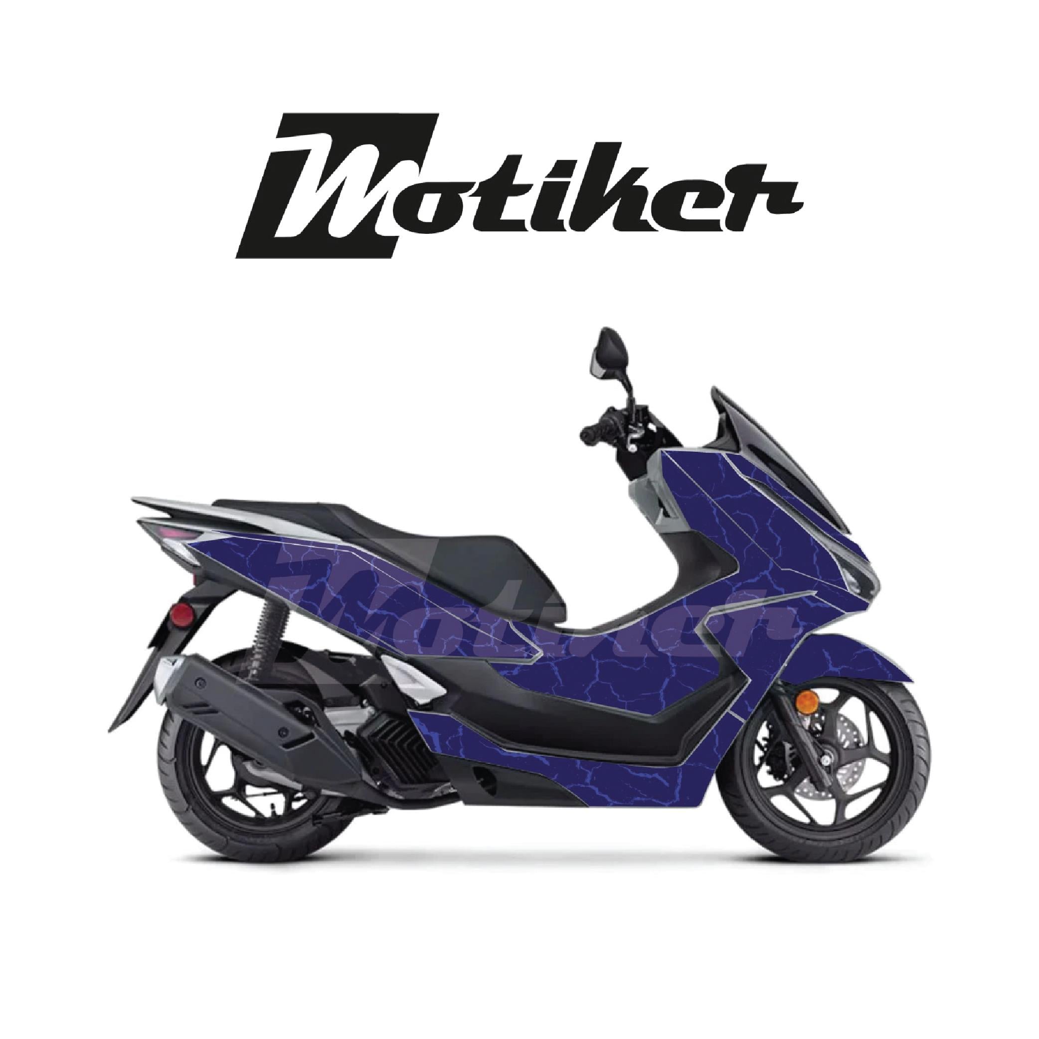 HONDA PCX Mor Üzeri Acık mavı Şimşek Deseni Kaplama