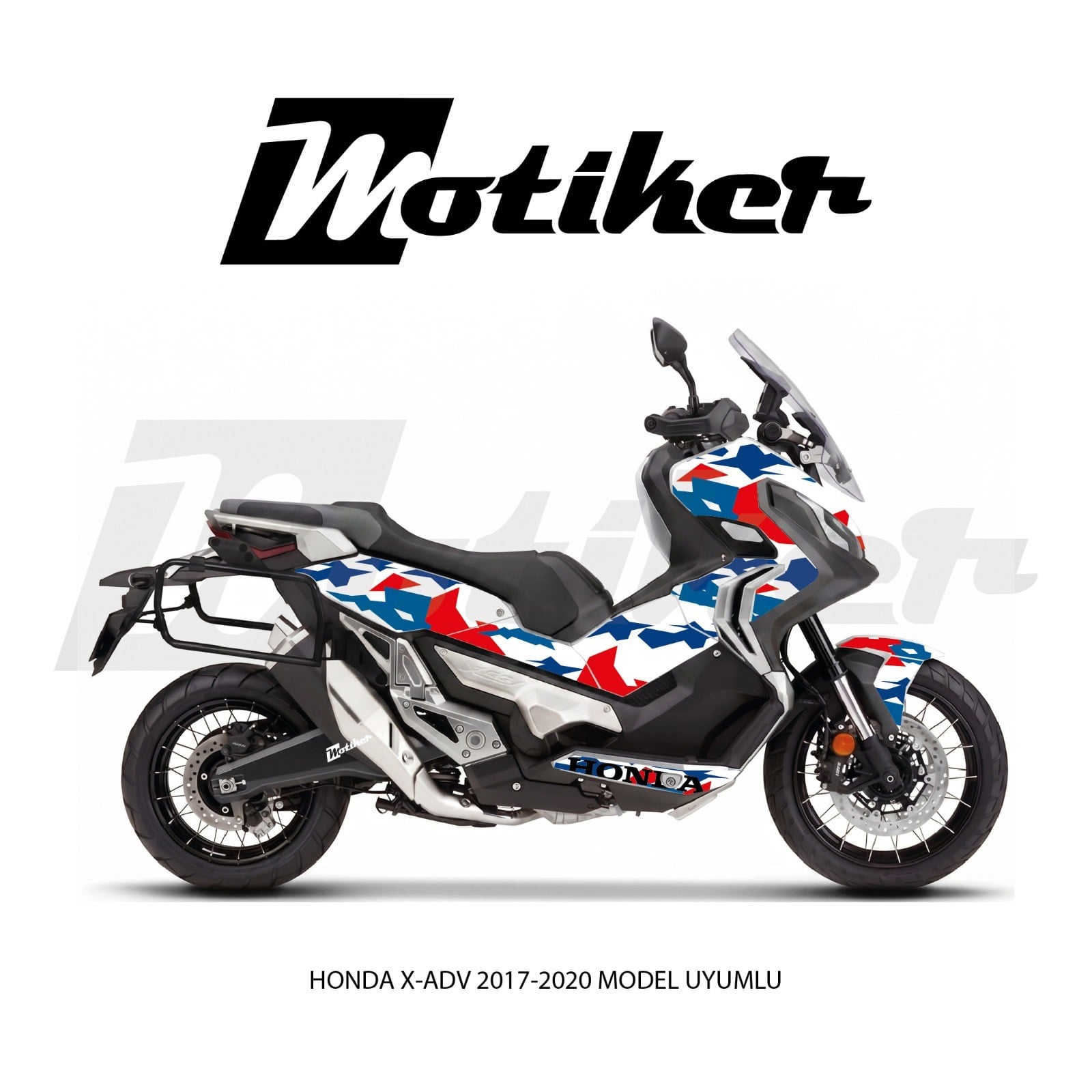 Honda X-ADV 750 2017-2020 Model Uyumlu 3 Renk Kamuflaj Desen Tasarımı Sticker Etiket Modeli