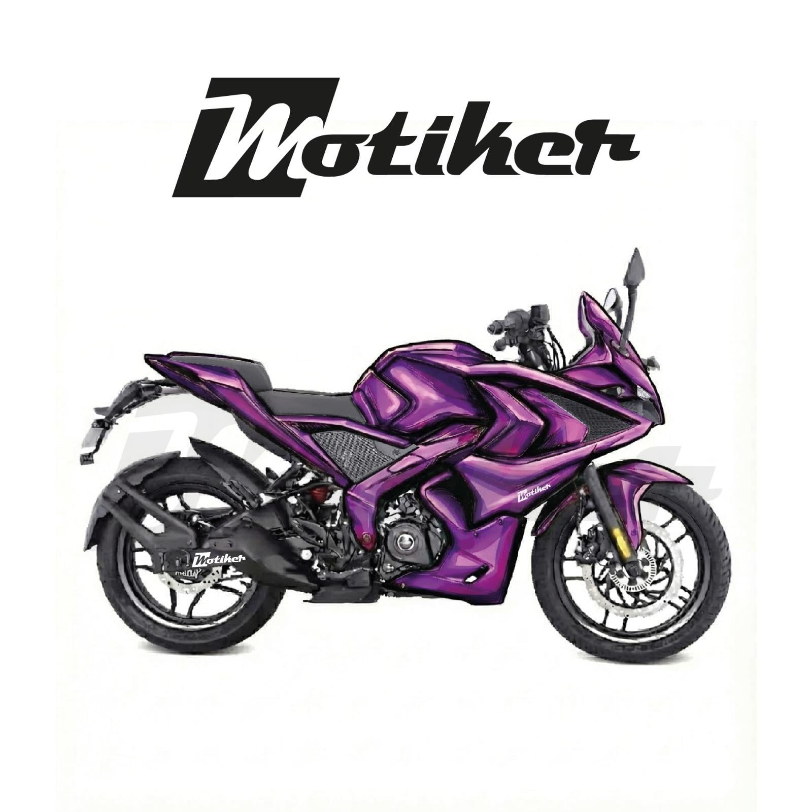 Bajaj Pulsar RS200 Airbrush Mor Tasarım Kaplama Sticker Etiket Modeli