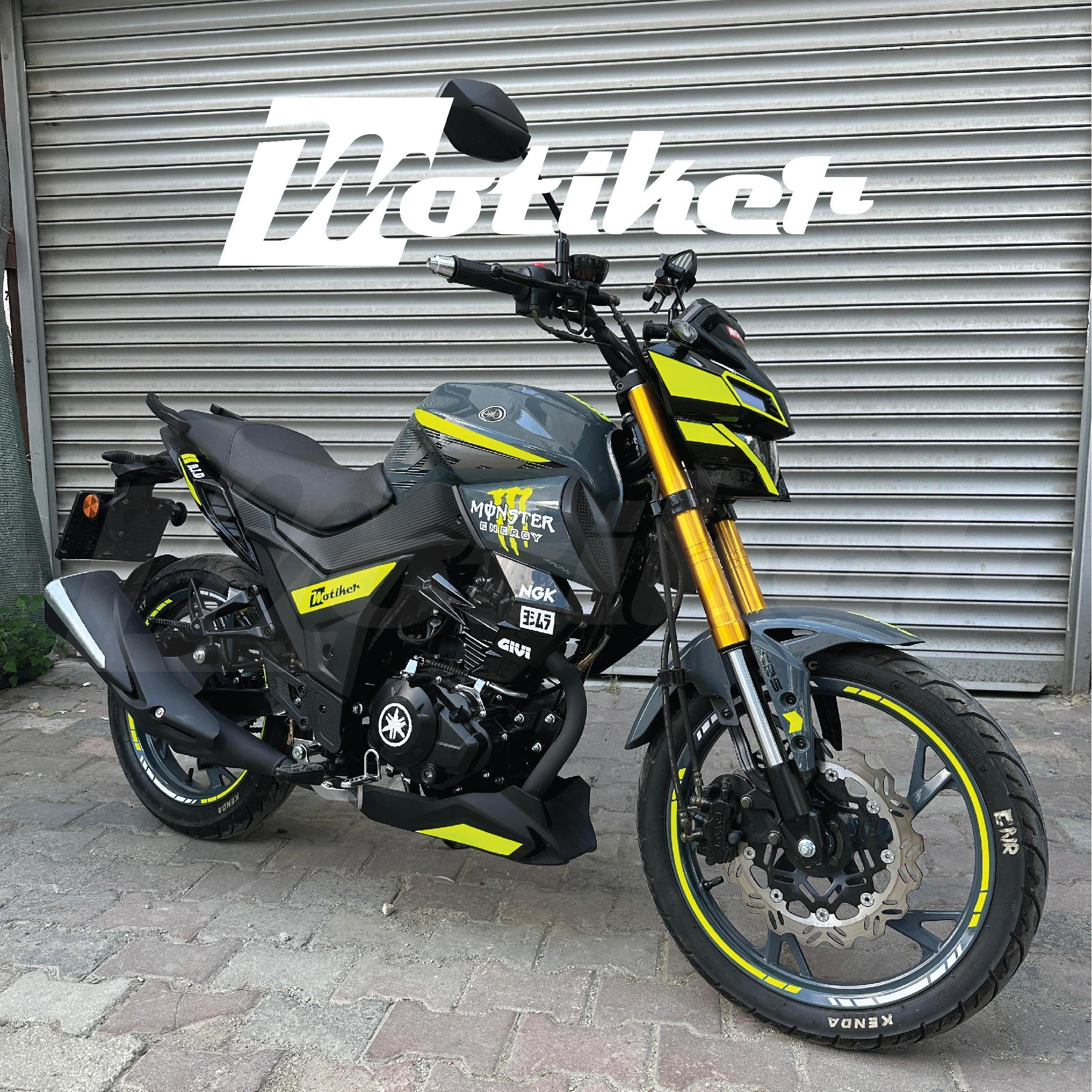 Arora MT-125 Neon Sarı Detay Tasarım Sticker Etiket Kaplama Modeli