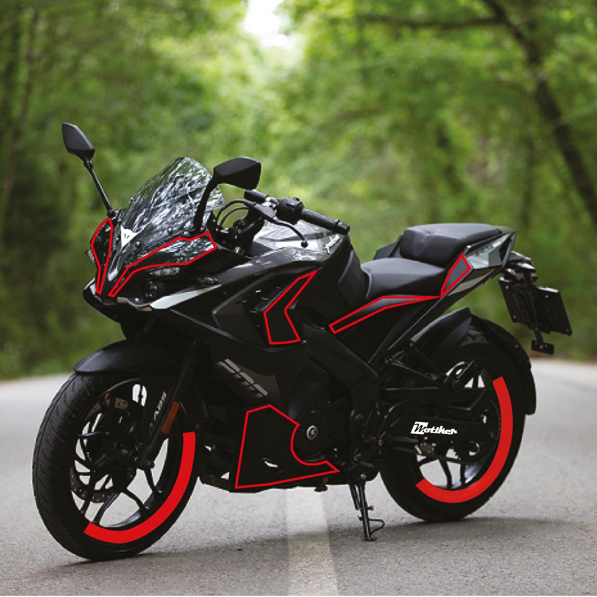 Bajaj RS200 Stroke Tek Renk Motosiklet Sticker Etiket Takım Modeli