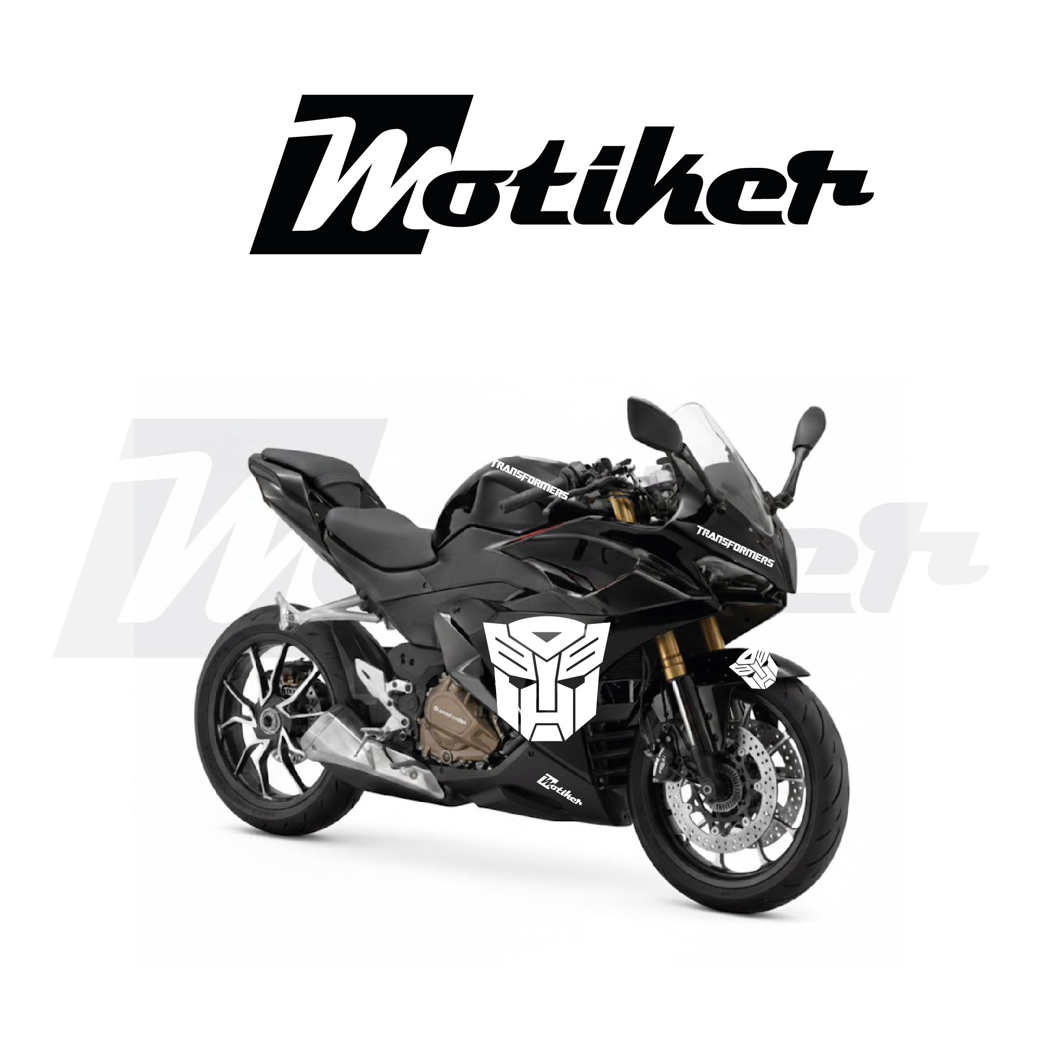 RKS QJ Motor 450RA Beyaz Transformers Yan Grenaj Sağ Sol Tasarım Sticker Seti Etiket Modeli