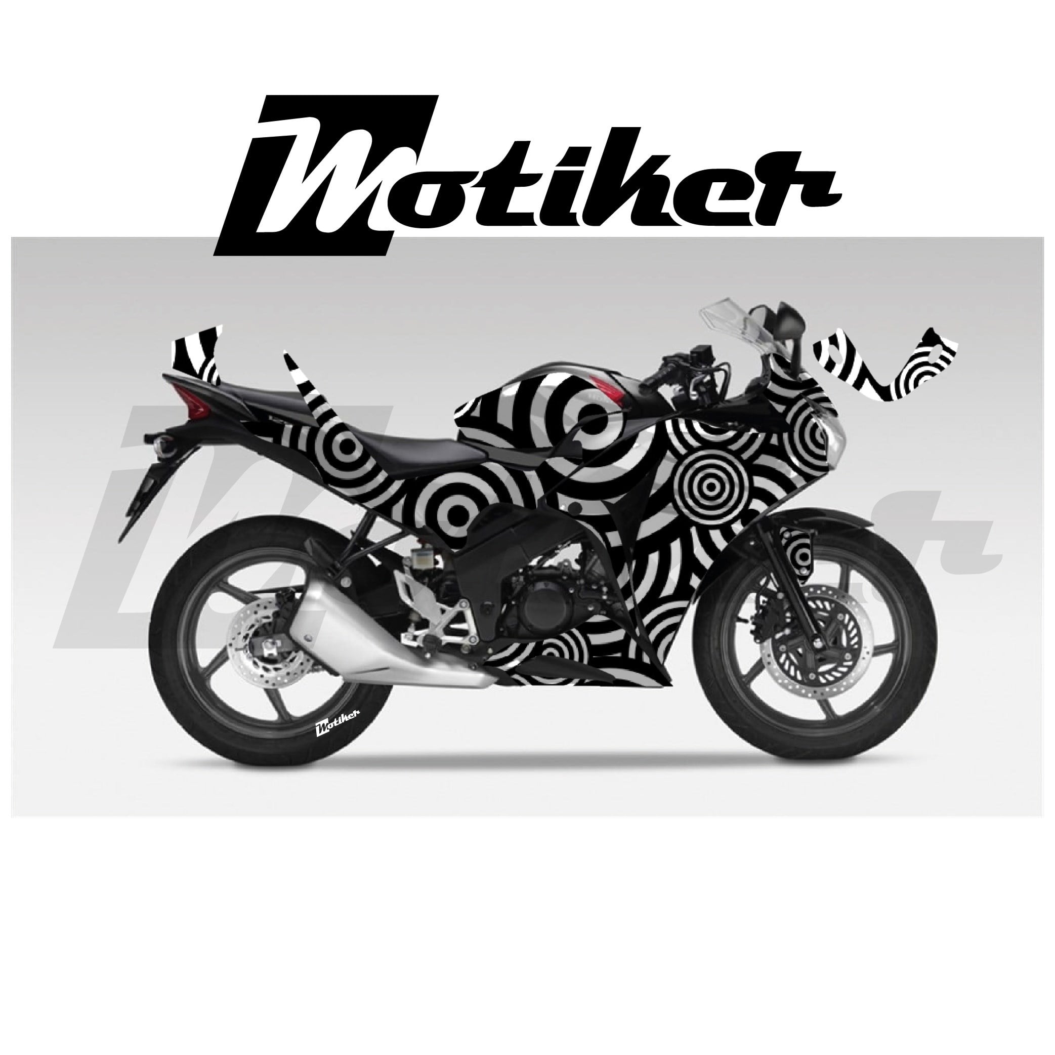 Honda CBR 125R Parçalı Kaplama Sticker Etiket Modeli Dairesel Motif Desen 21 (MTK9382)