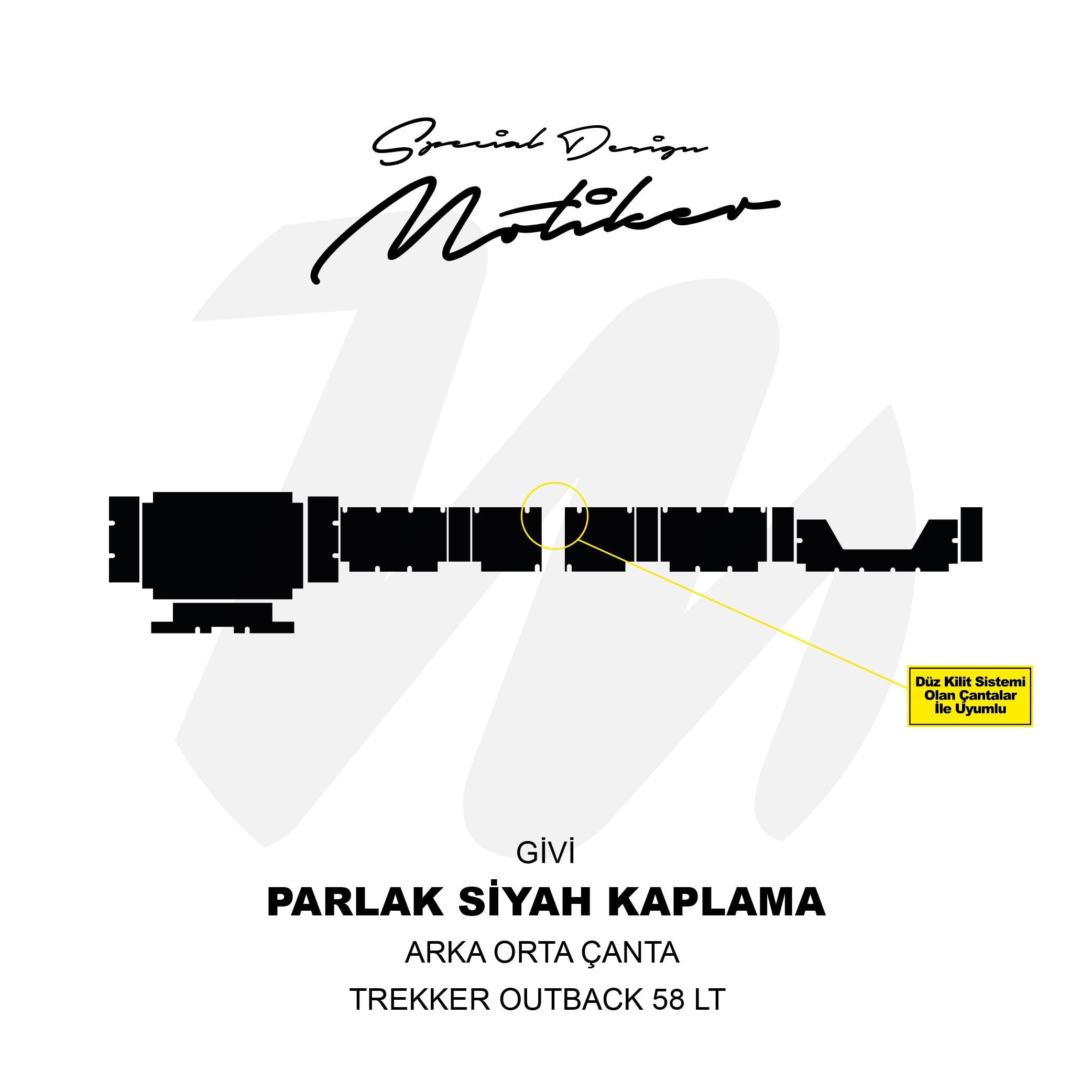 GİVİGİVİ TREKKER OUTBACK 58 LT ARKA ORTA ÇANTA UNIVERSAL PARLAK SİYAH KAPLAMA 