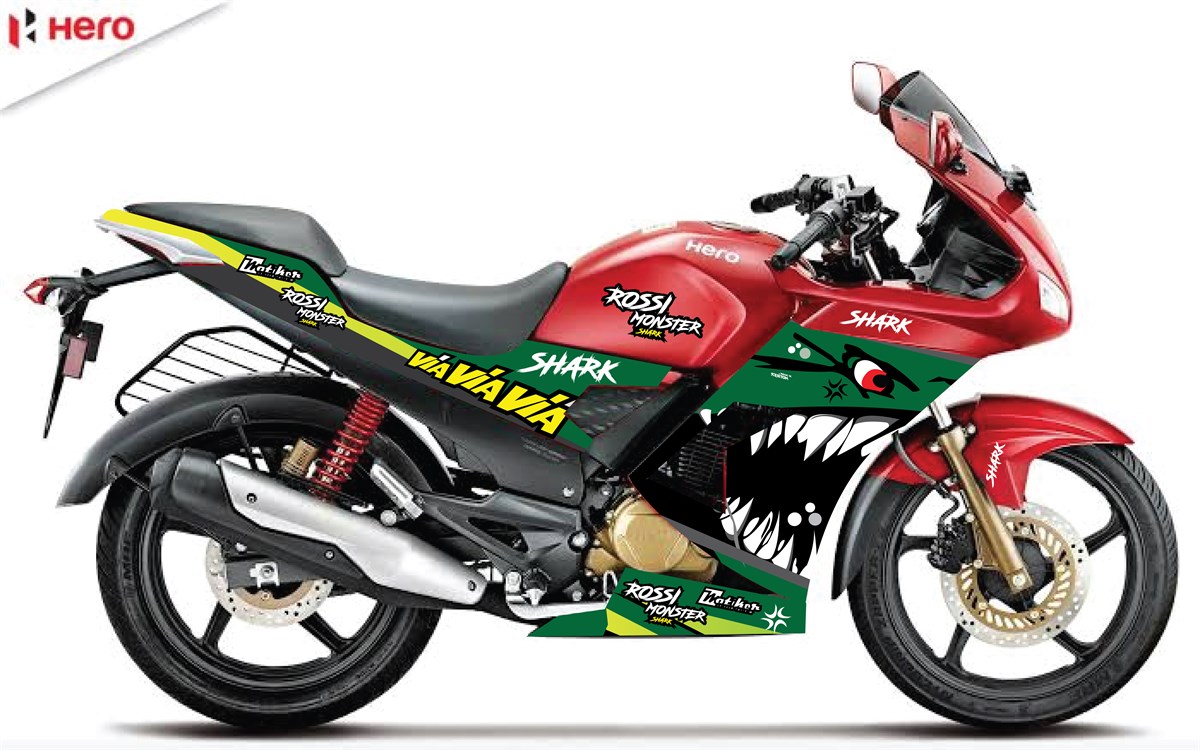 Hero carisma rossi shark koyu yeşil  motosiklet sticker