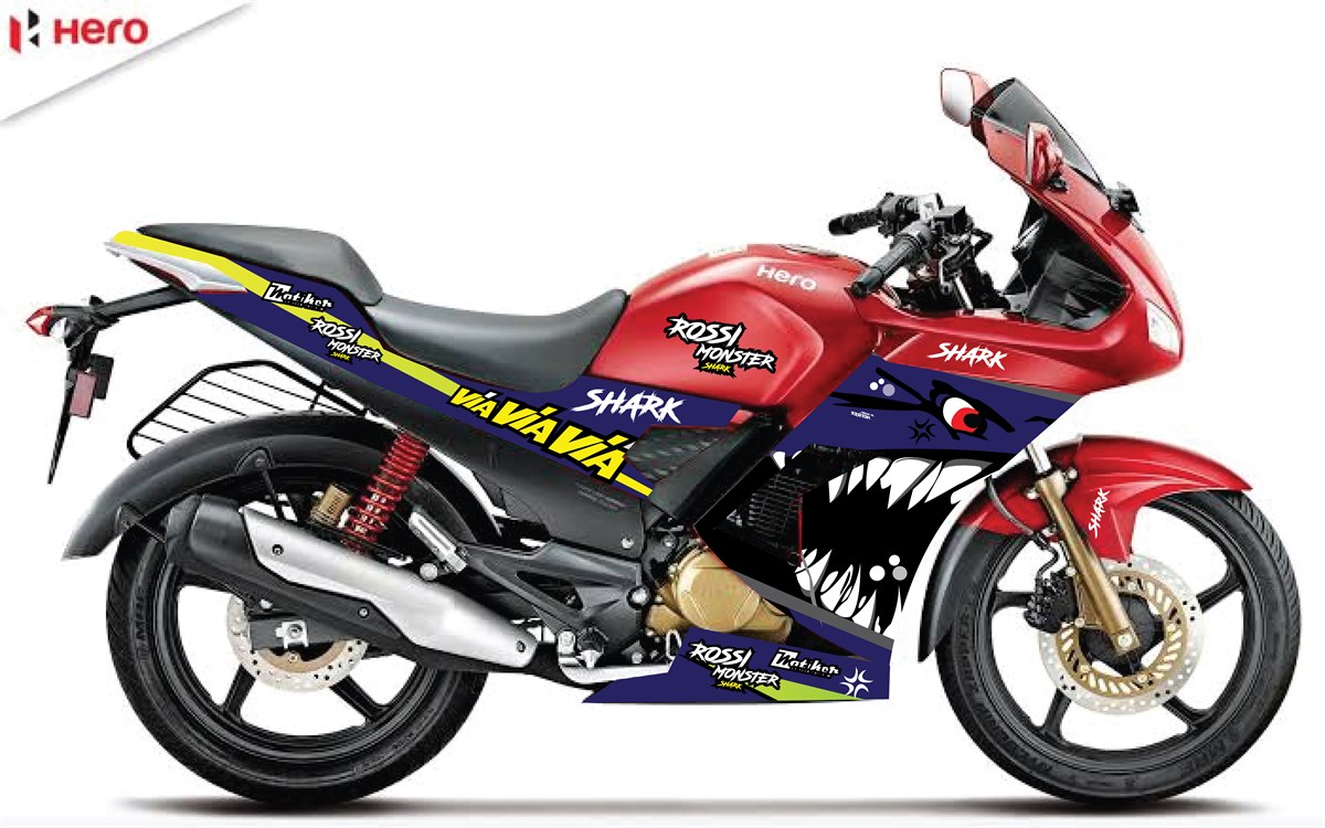 Hero carisma rossi shark Mor  motosiklet sticker