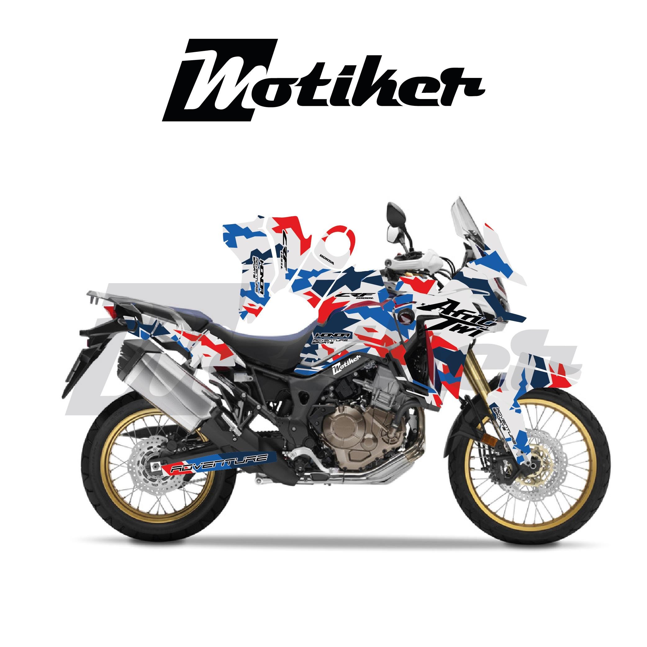 CRF1000L Africa TwinHONDA AFRICA TWIN CRF 1000L 2015-2019 Adventure Camouflage Parçalı Kaplama Beyaz Kırmızı Mavi