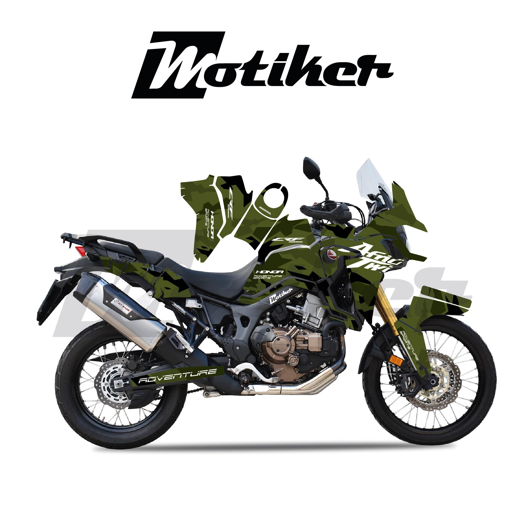 CRF1000L Africa TwinHONDA AFRICA TWIN CRF 1000L 2015-2019 Adventure Camouflage Parçalı Kaplama Haki Yeşil Siyah