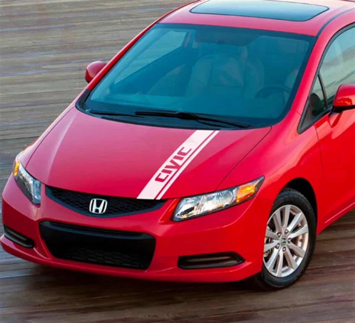 Honda Civic Ön Kaput Şerit Sticker Etiket Modeli