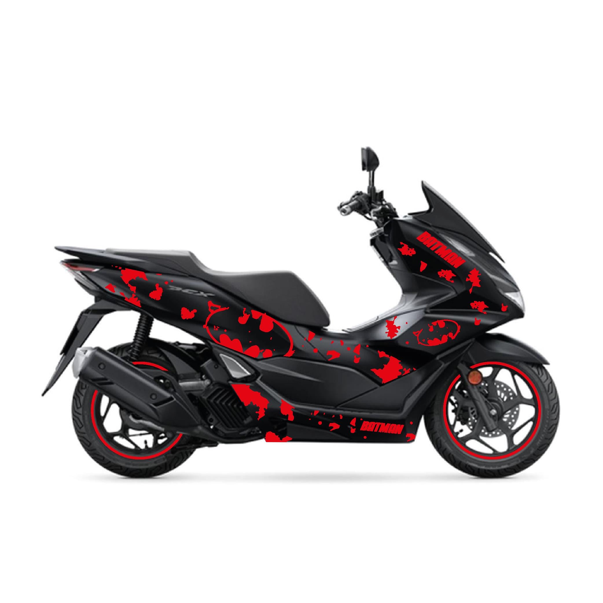 PCXHonda PCX 2021 - 2024 Uyumlu Evrensel Batman Sticker Kaplama Etiket Modeli Kırmızı Renk