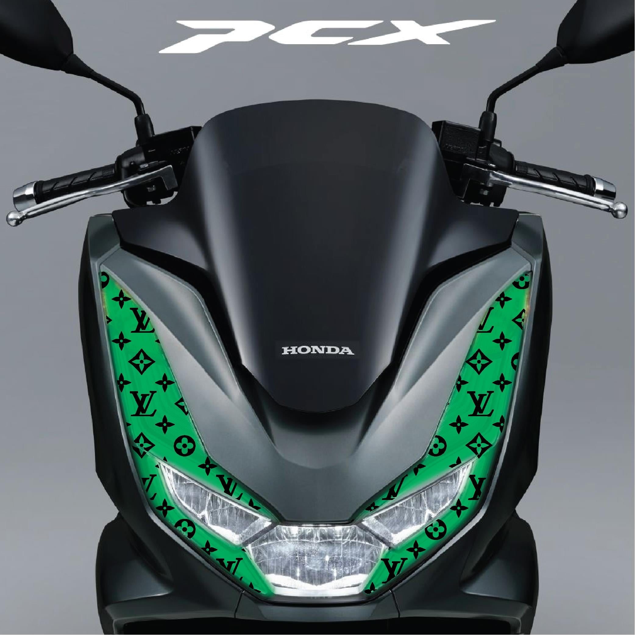 PCXHonda PCX Ön Far Kaşı LV Tasarımı Şeffaf Sticker Yeşil