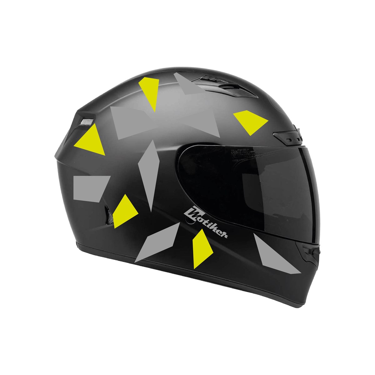 Kare Gri Neon Sarı Kamuflaj Kask Sticker Modeli