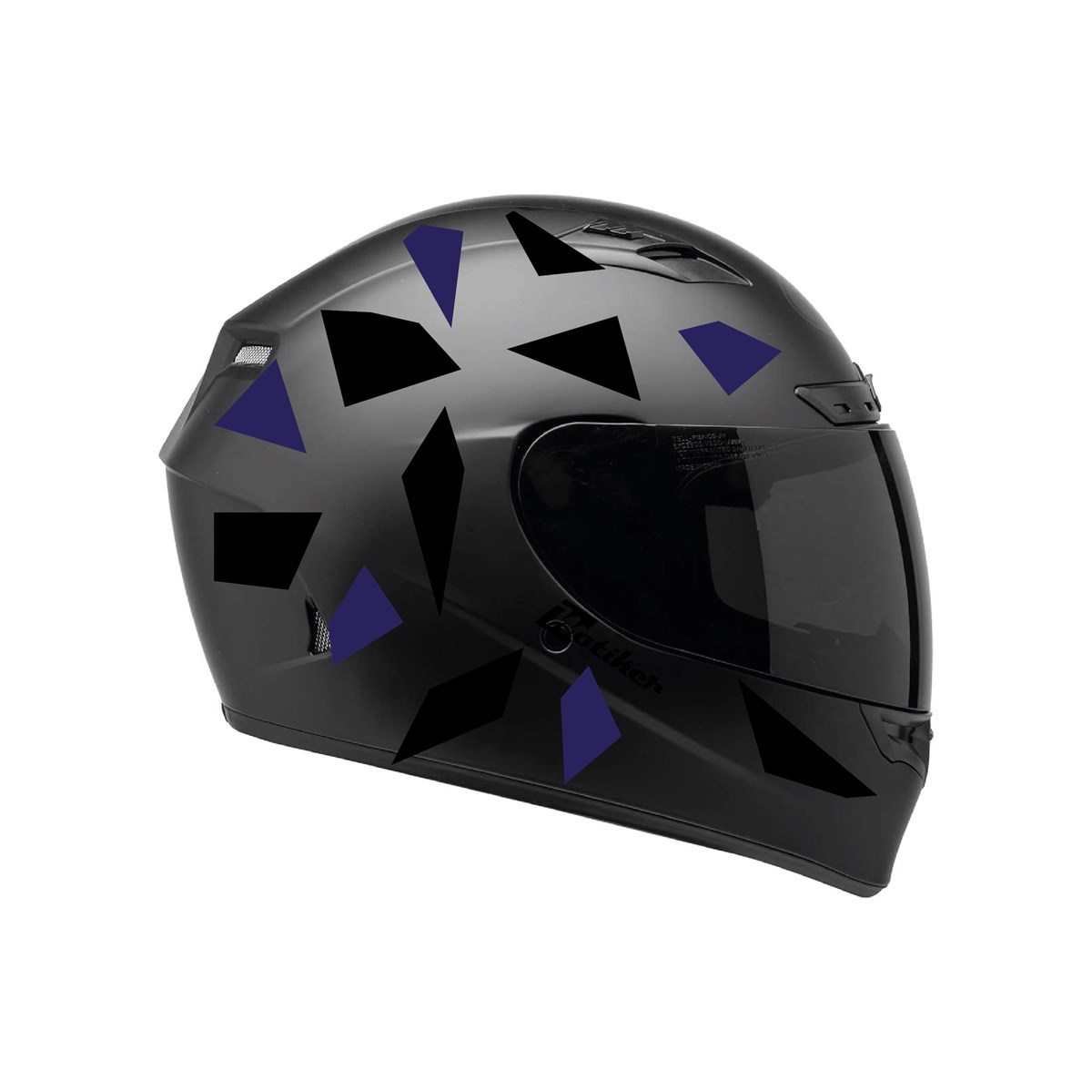 Kare Siyah Mavi Kamuflaj Kask Sticker Modeli