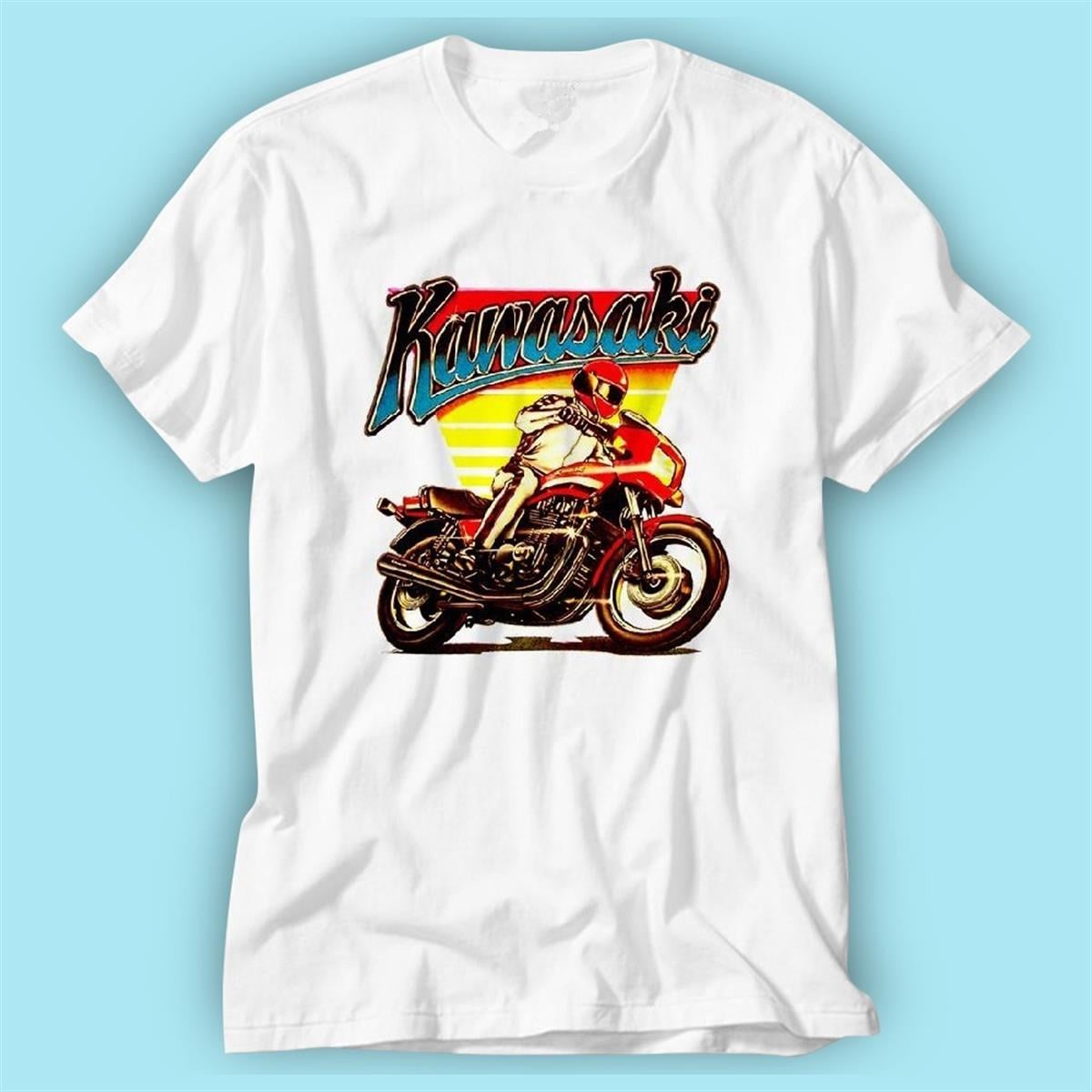 Kawasaki Beyaz Baskı Logo Tshirt Modeli